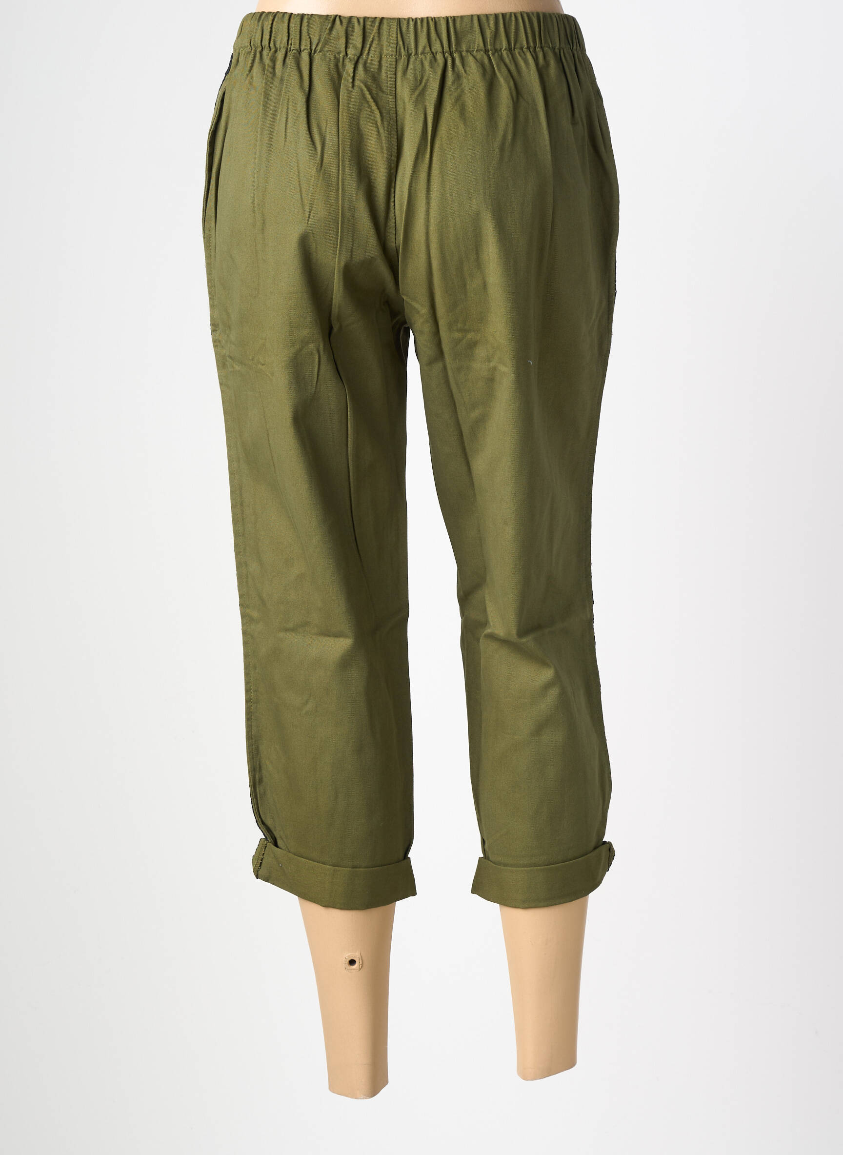 Pantalon 7/8 taille élastique taille normale vert CHARLIE JOE femme