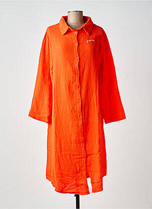 Robe mi-longue coupe fluide manches longues orange GRAINE femme