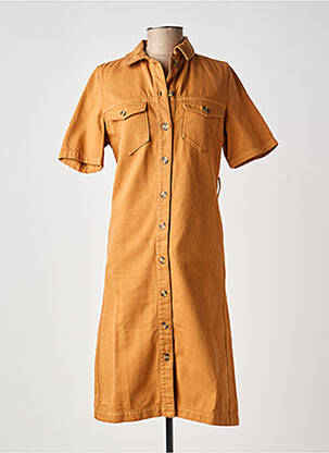 Robe mi-longue manches courtes manches courtes orange LABDIP femme