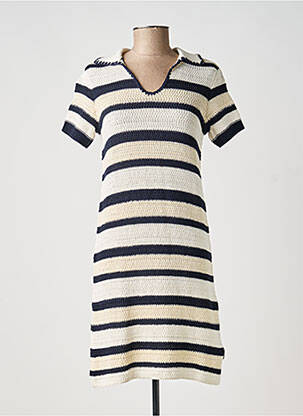 Robe mi-longue tissage crêpe manches courtes bleu ARMEDANGELS femme