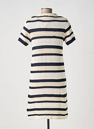 Robe mi-longue tissage crêpe manches courtes bleu ARMEDANGELS femme