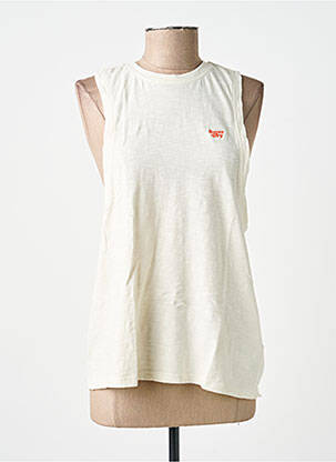 Débardeur coupe droite sans manche beige SUPERDRY femme