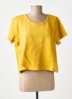 Sweat-shirt stretch manches courtes jaune GRAINE femme