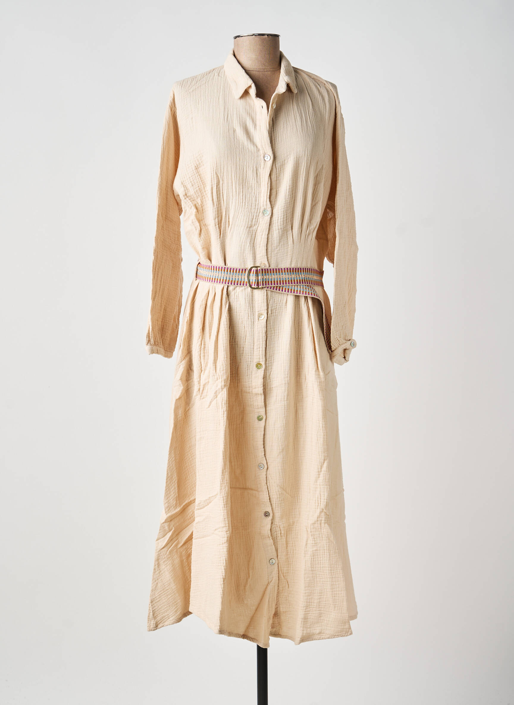 Robe longue manches longues manches longues rose LOUIZON femme
