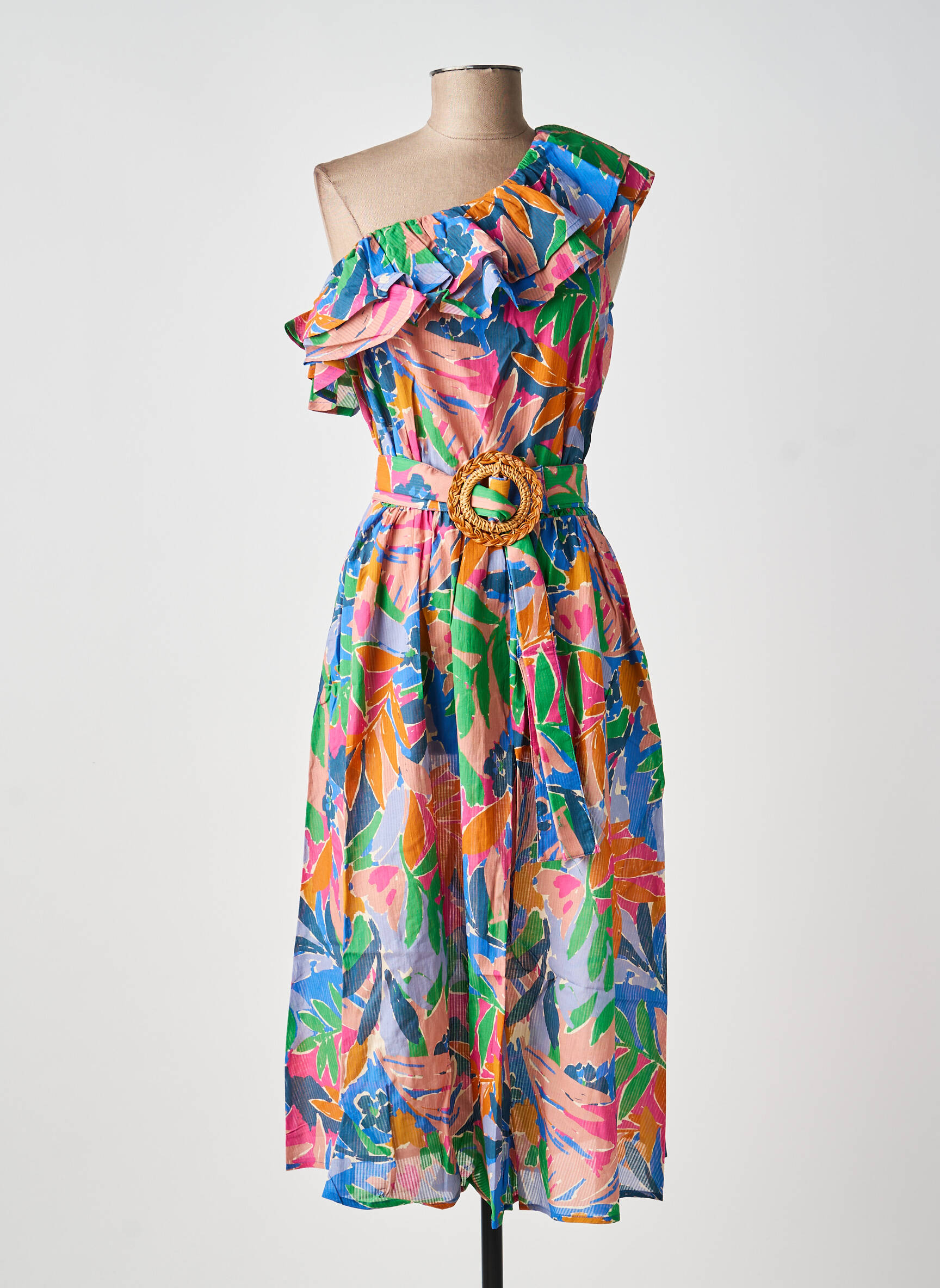 Robe longue imprimé fleurs sans manche bleu LOUIZON femme