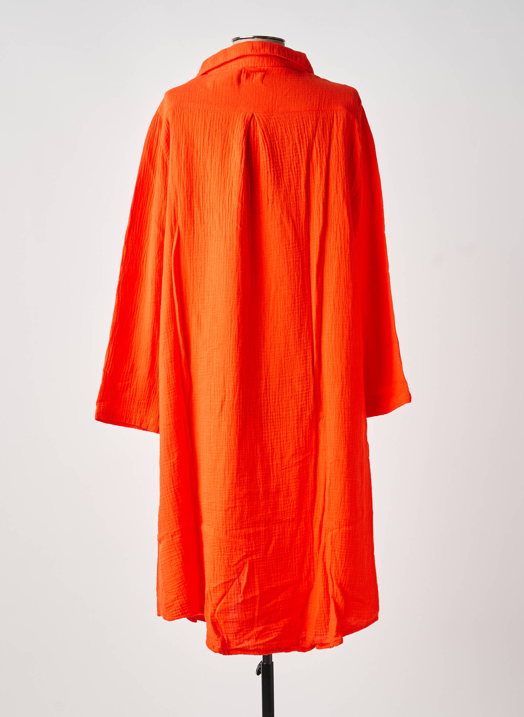 Robe mi-longue coupe fluide manches longues orange GRAINE femme