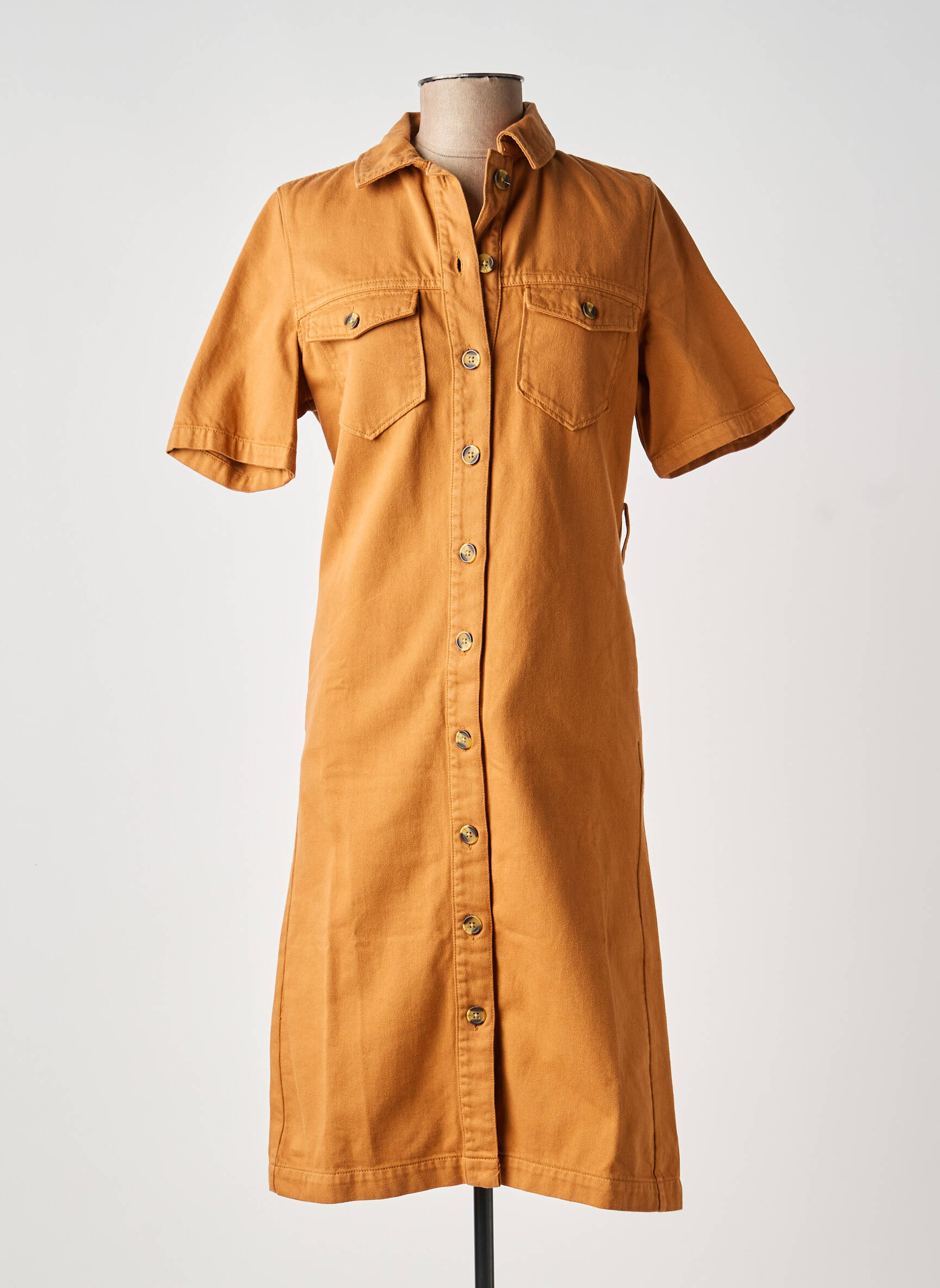 Robe mi-longue manches courtes manches courtes orange LABDIP femme