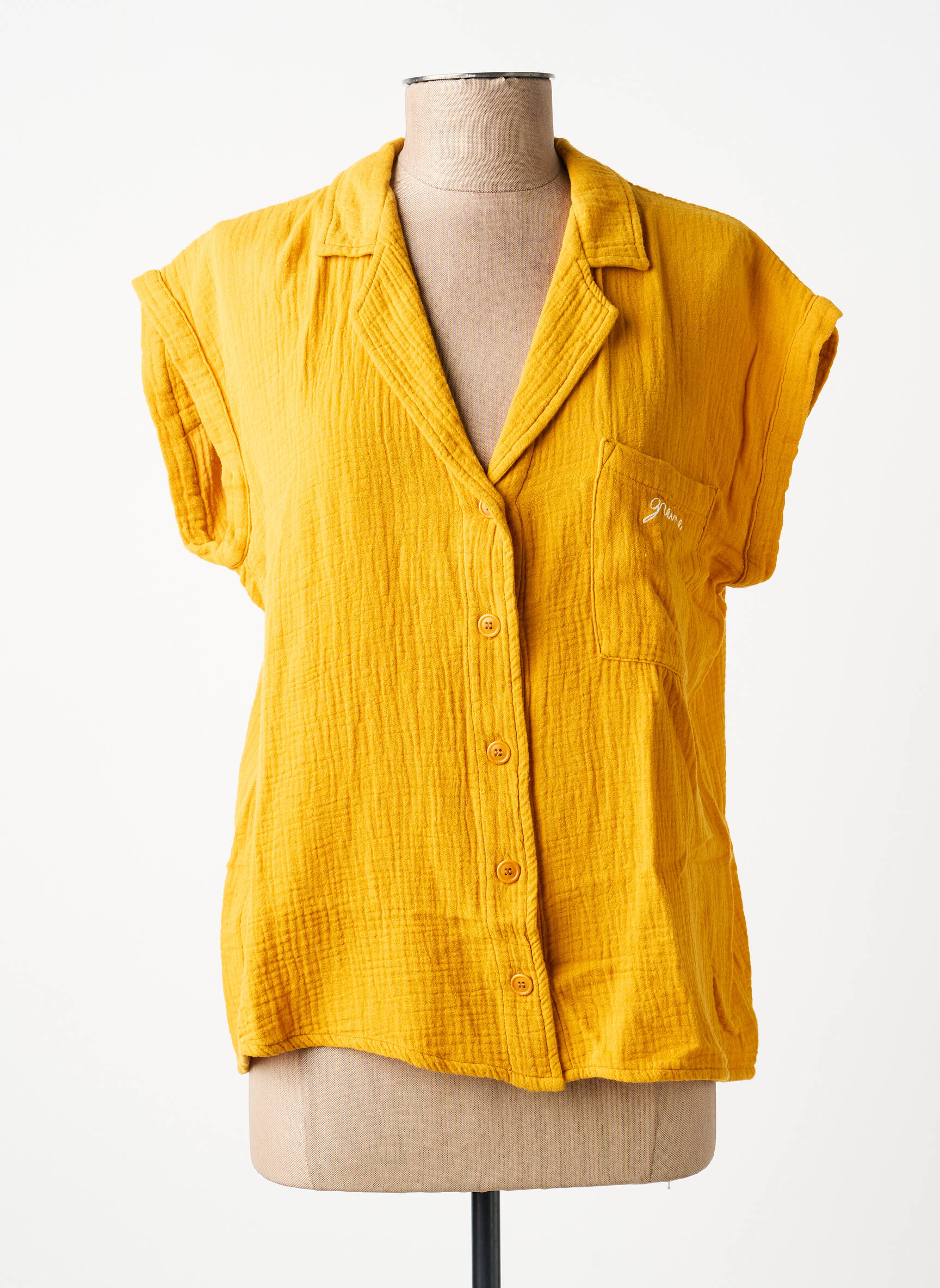 Chemisier tissage crêpe manches courtes jaune GRAINE femme