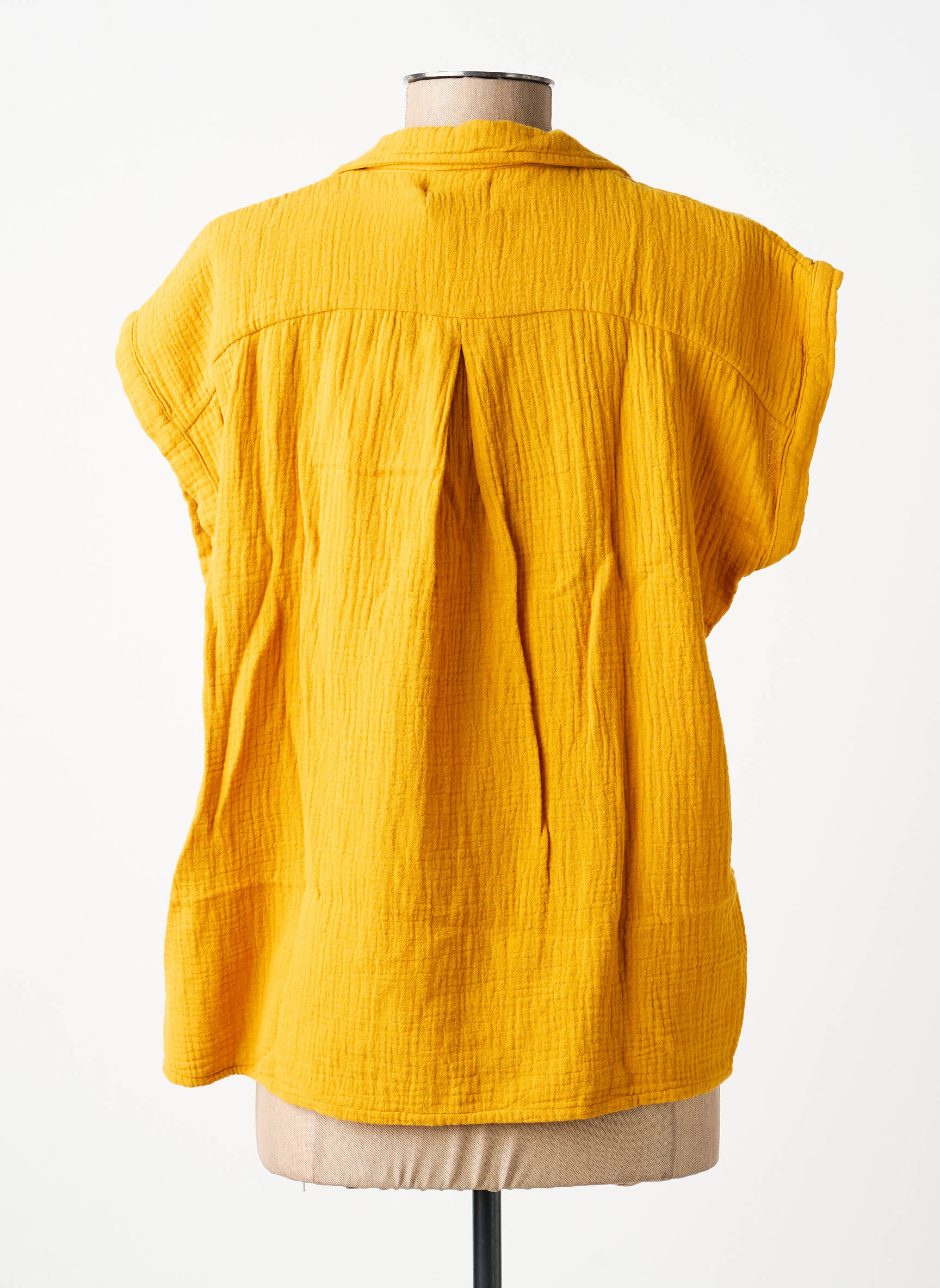 Chemisier tissage crêpe manches courtes jaune GRAINE femme