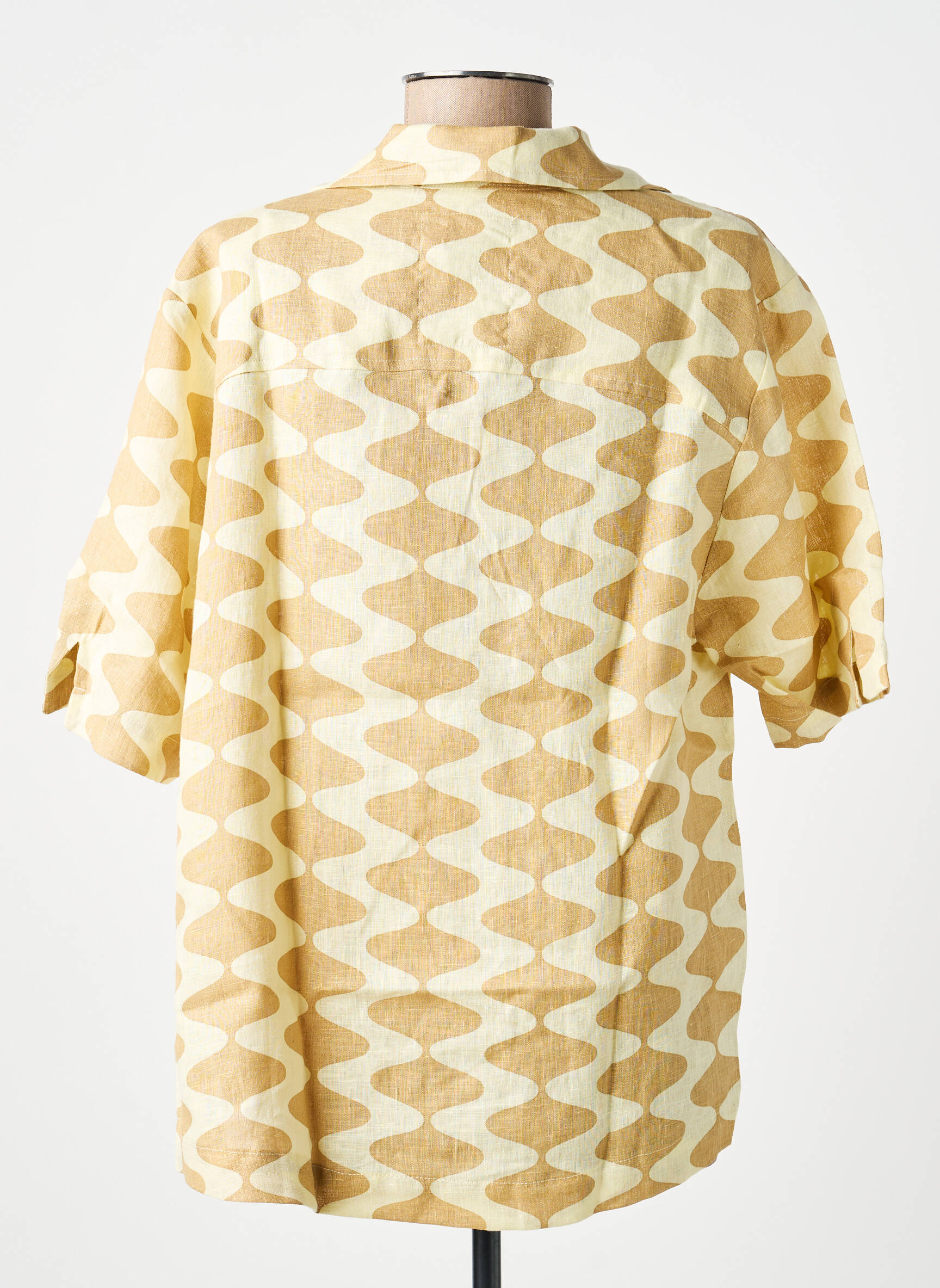 Blouse tissage crêpe manches courtes beige OASIS femme