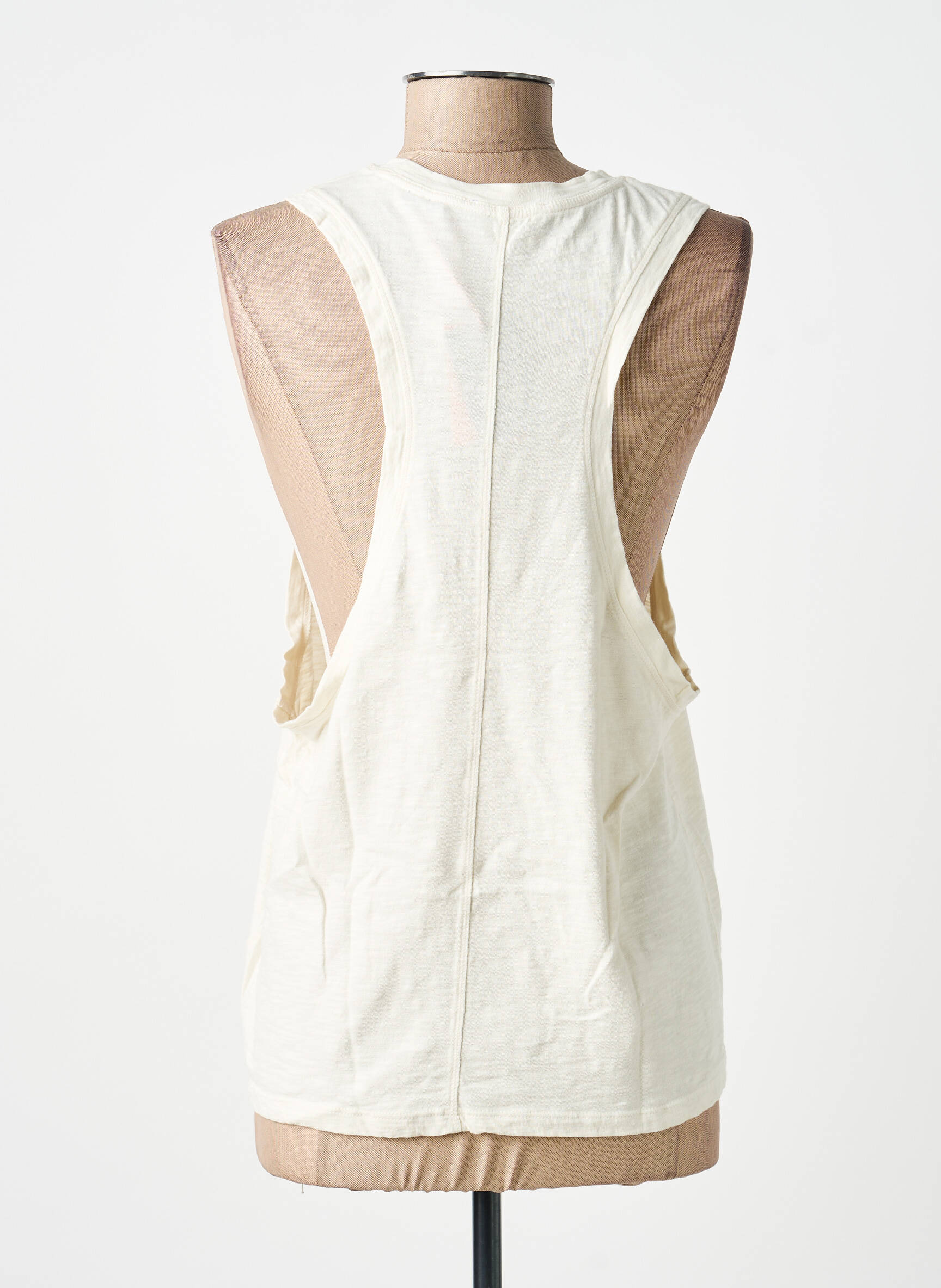 Débardeur coupe droite sans manche beige SUPERDRY femme