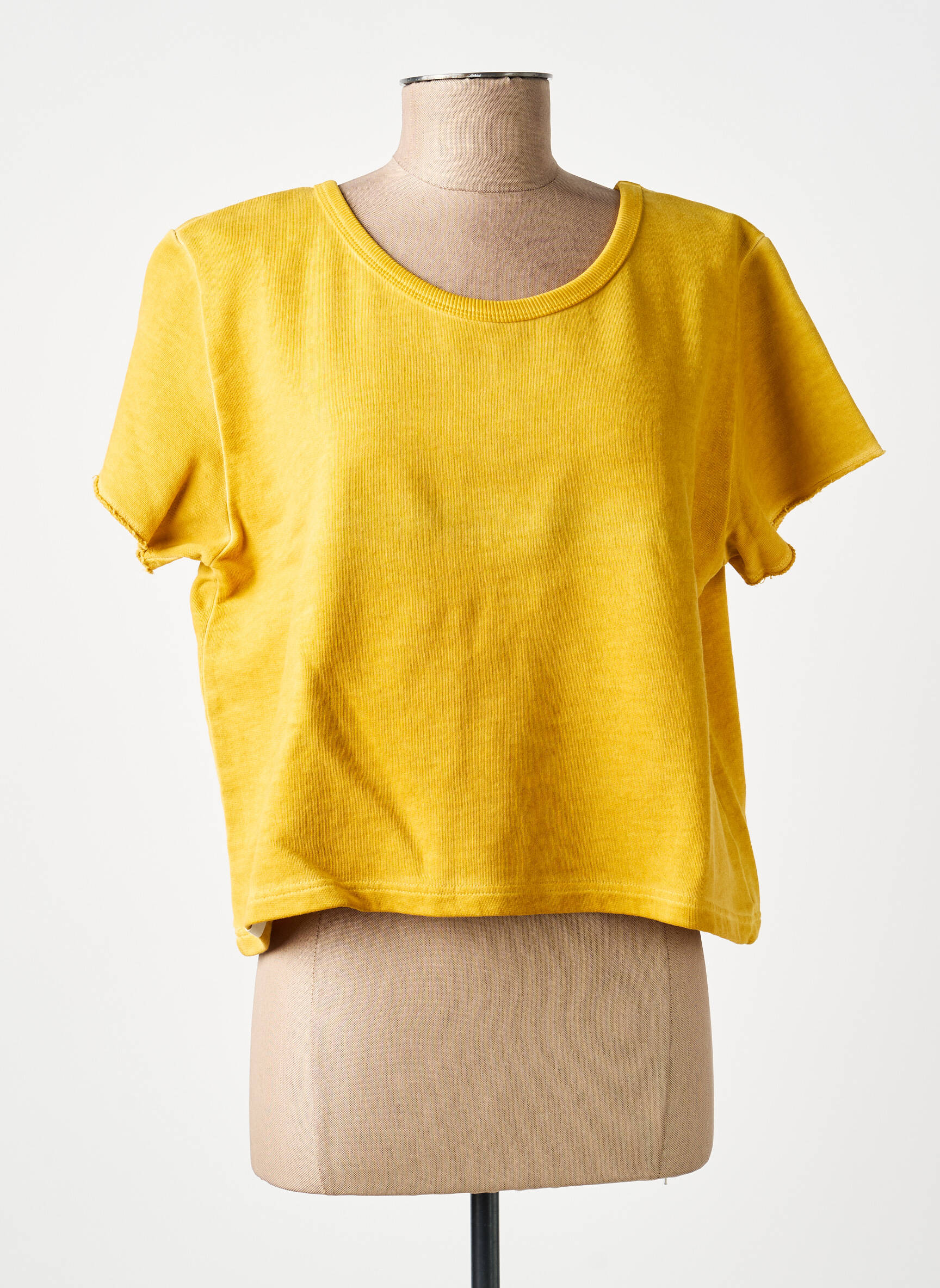 Sweat-shirt stretch manches courtes jaune GRAINE femme