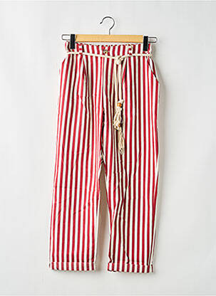 Pantalon droit tissage popeline taille normale rouge MARYLEY femme