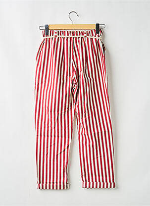 Pantalon droit tissage popeline taille normale rouge MARYLEY femme