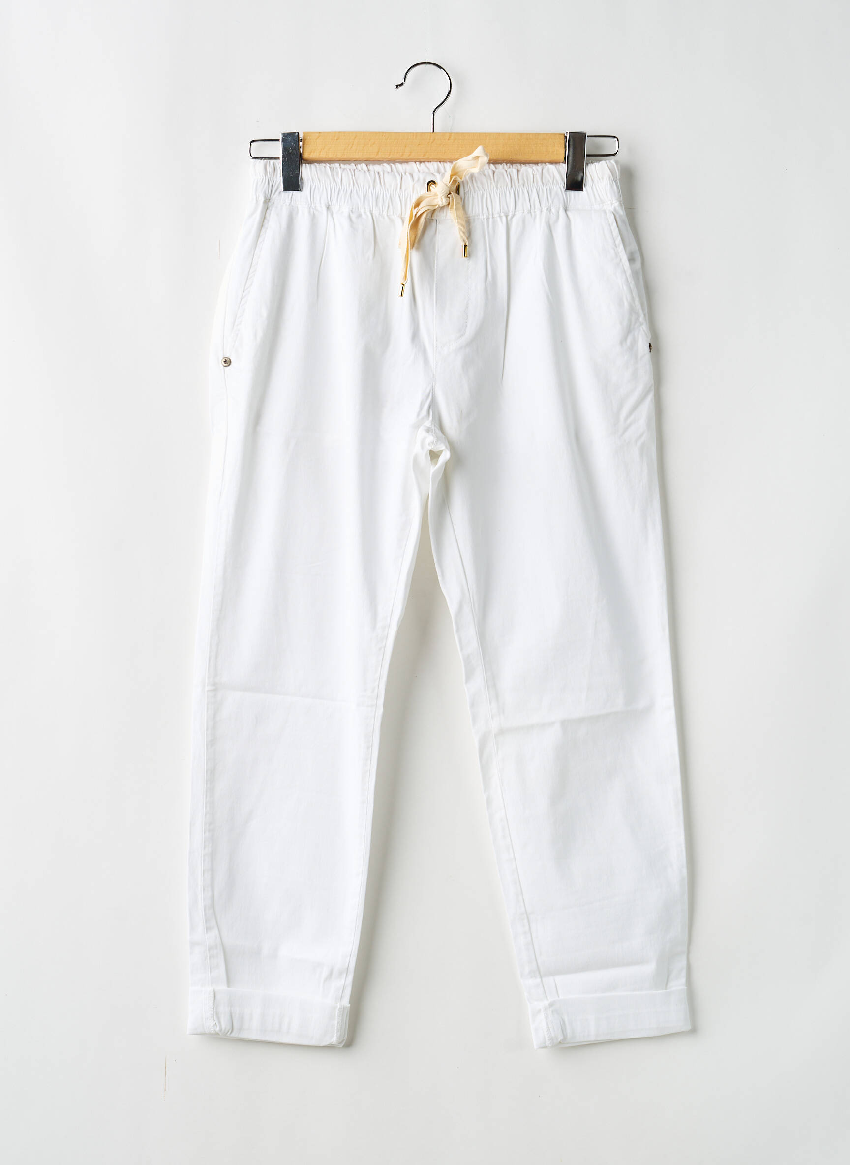 Pantalon 7/8 stretch taille normale blanc ALMANEGRA femme