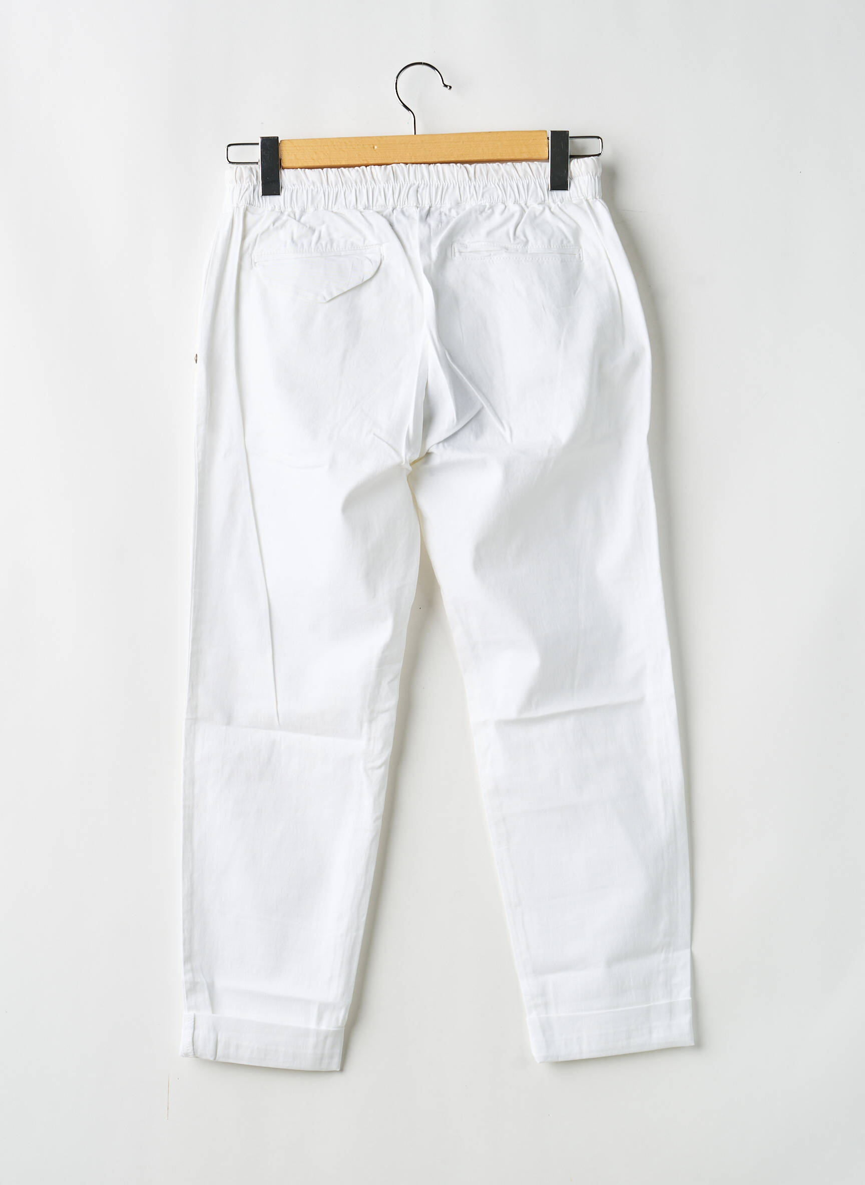 Pantalon 7/8 stretch taille normale blanc ALMANEGRA femme