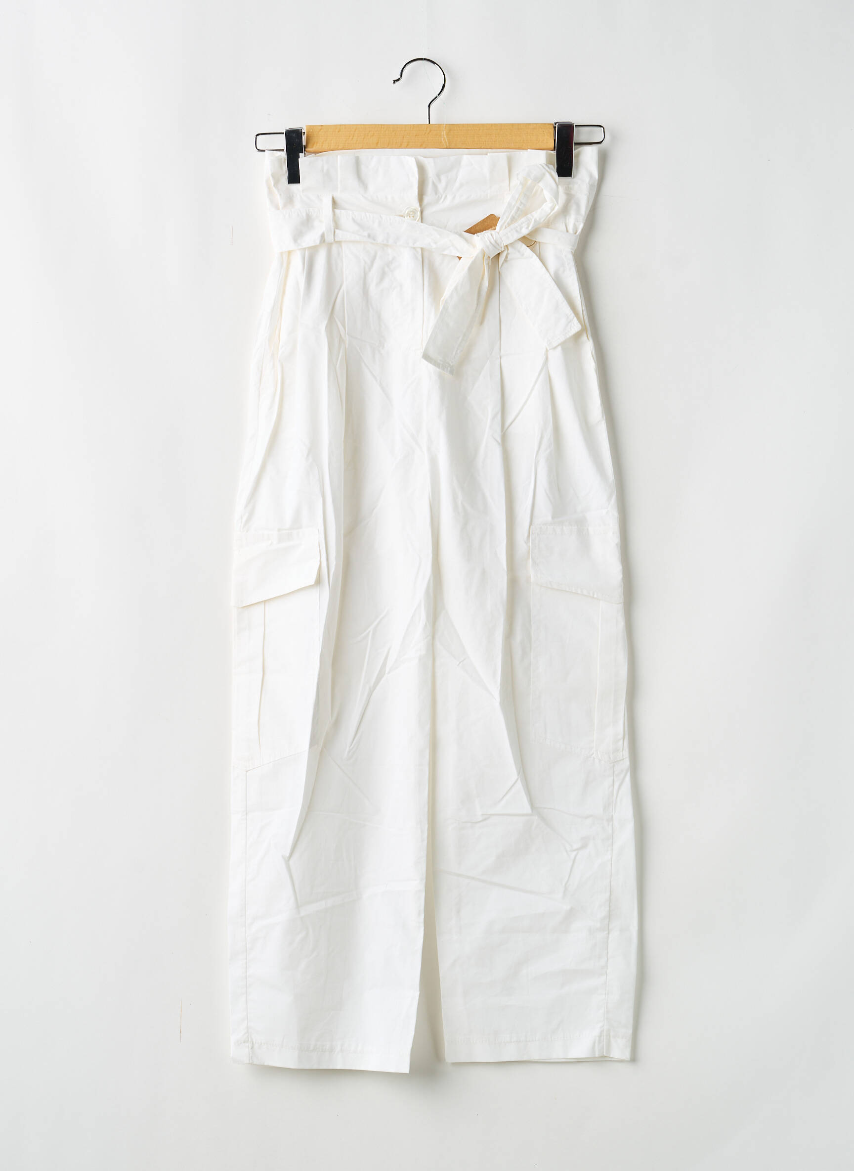 Pantalon cargo coupe droite taille haute blanc KING KONG femme