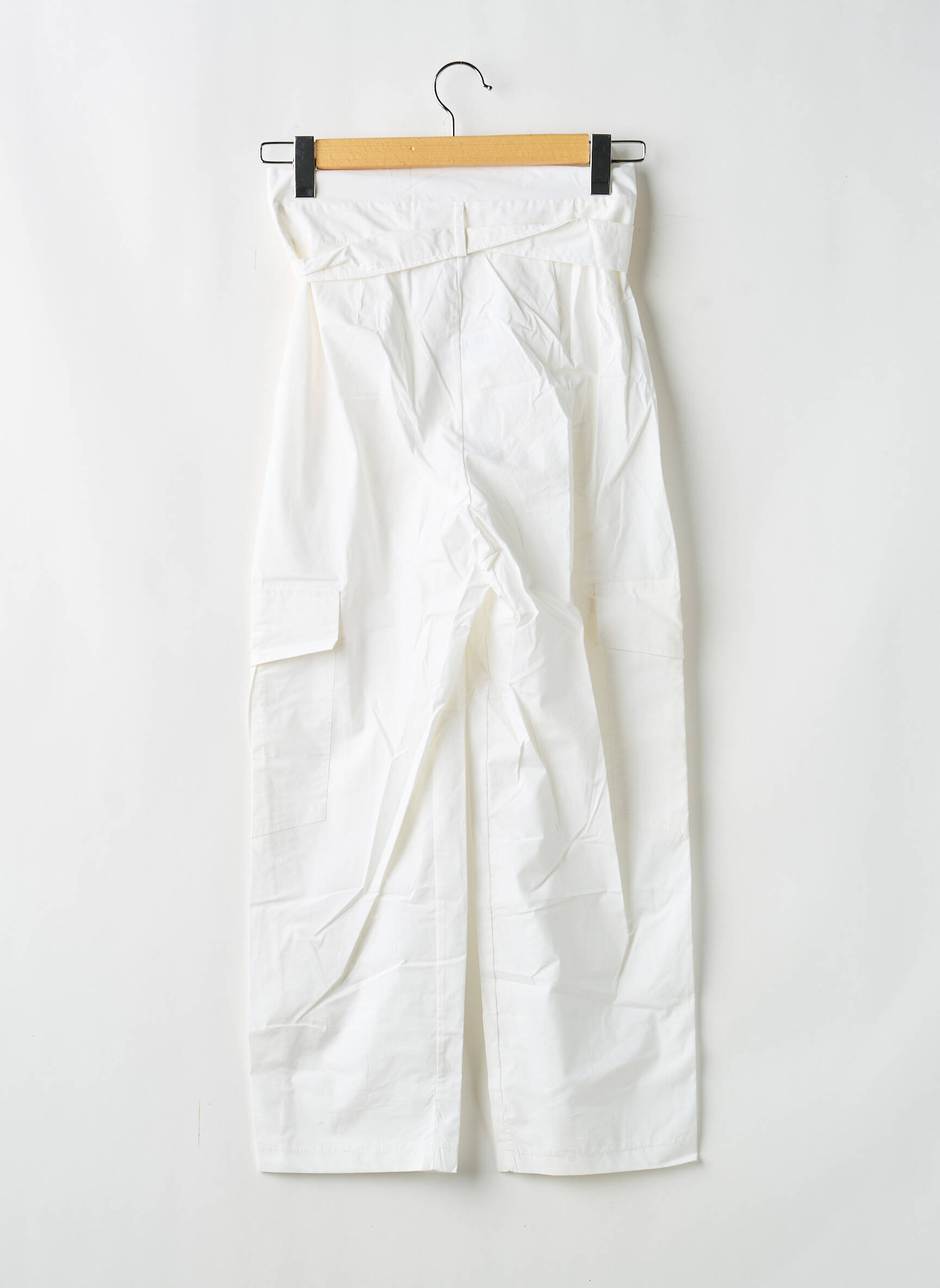 Pantalon cargo coupe droite taille haute blanc KING KONG femme