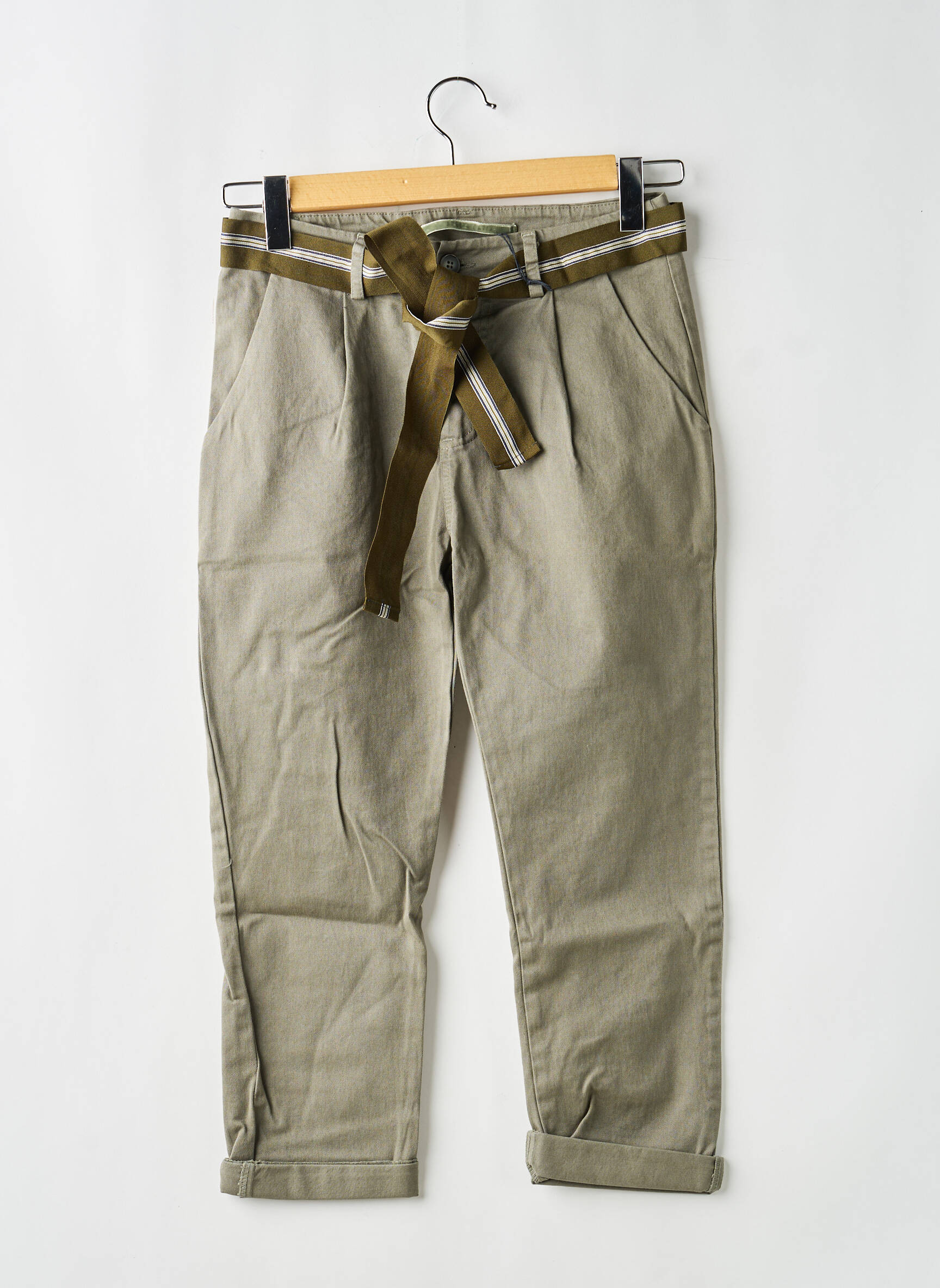Pantalon 7/8 taille à pinces taille normale vert ANGELA DAVIS femme