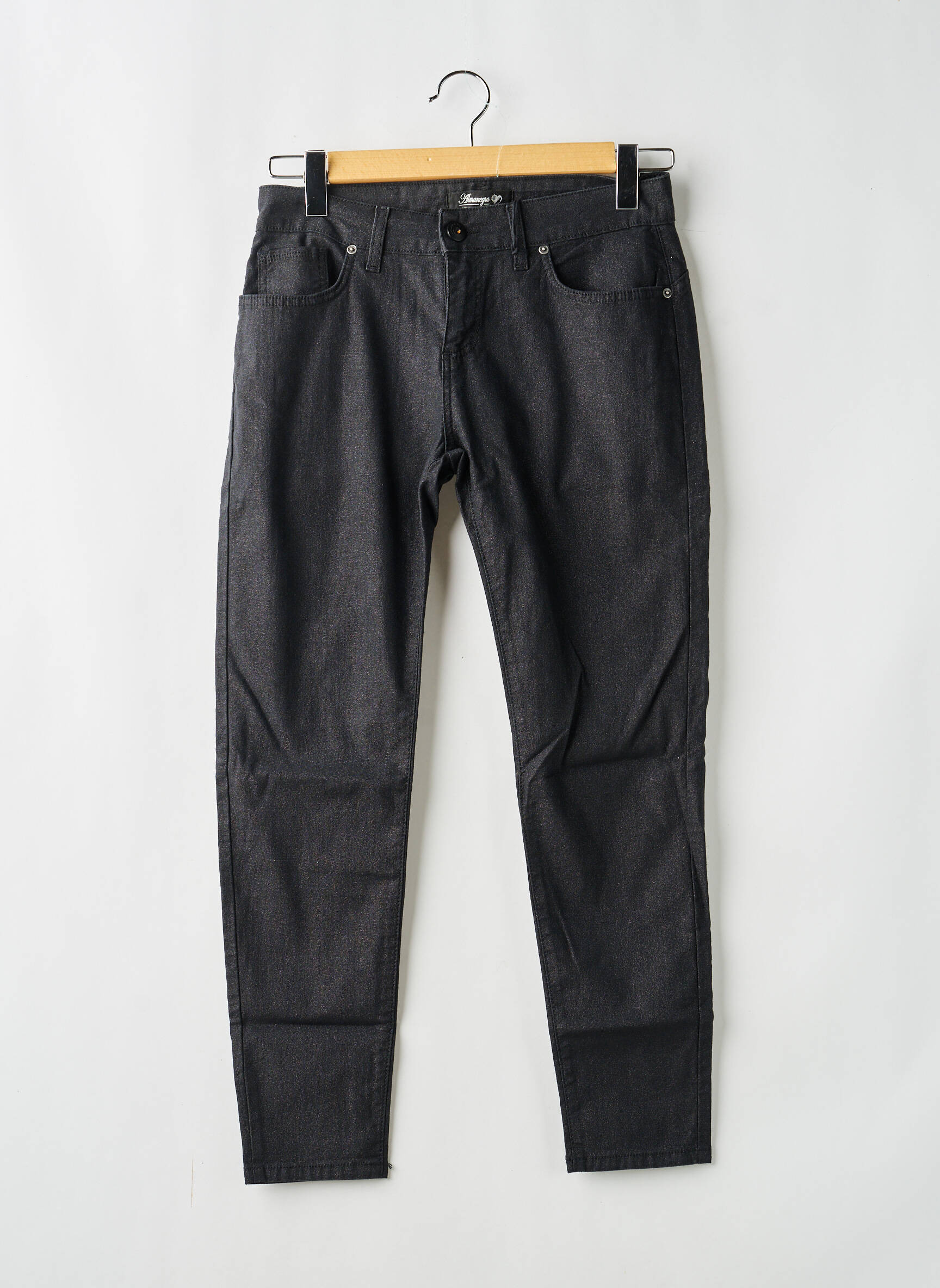 Jeans coupe slim taille basse taille basse noir ALMANEGRA femme