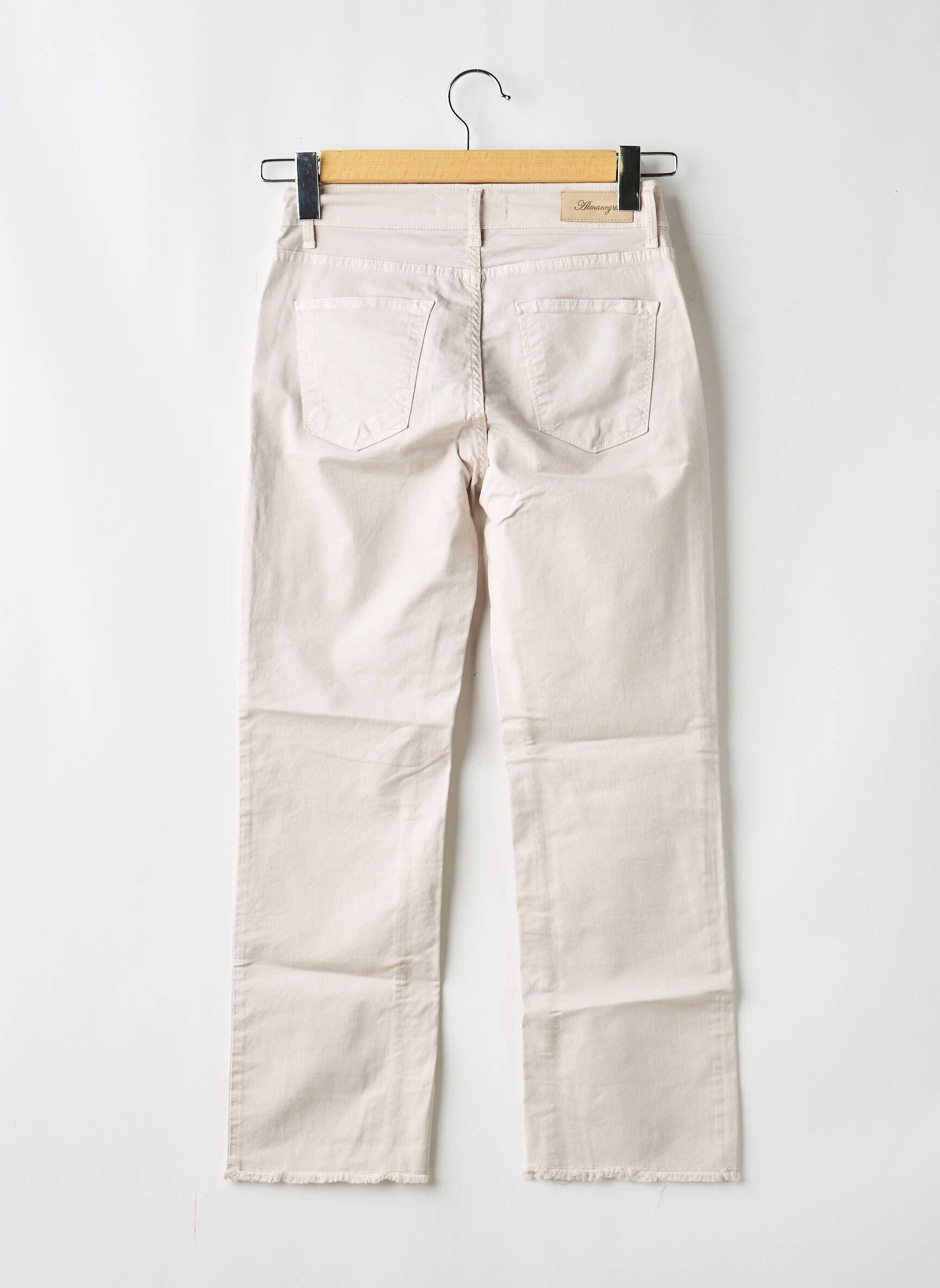 Jeans coupe droite taille haute taille haute beige ALMANEGRA femme