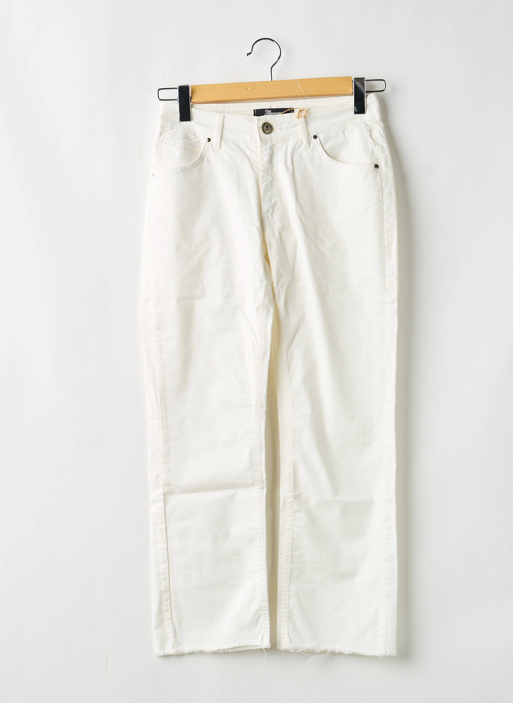 Jeans coupe droite taille haute taille haute blanc ALMANEGRA femme