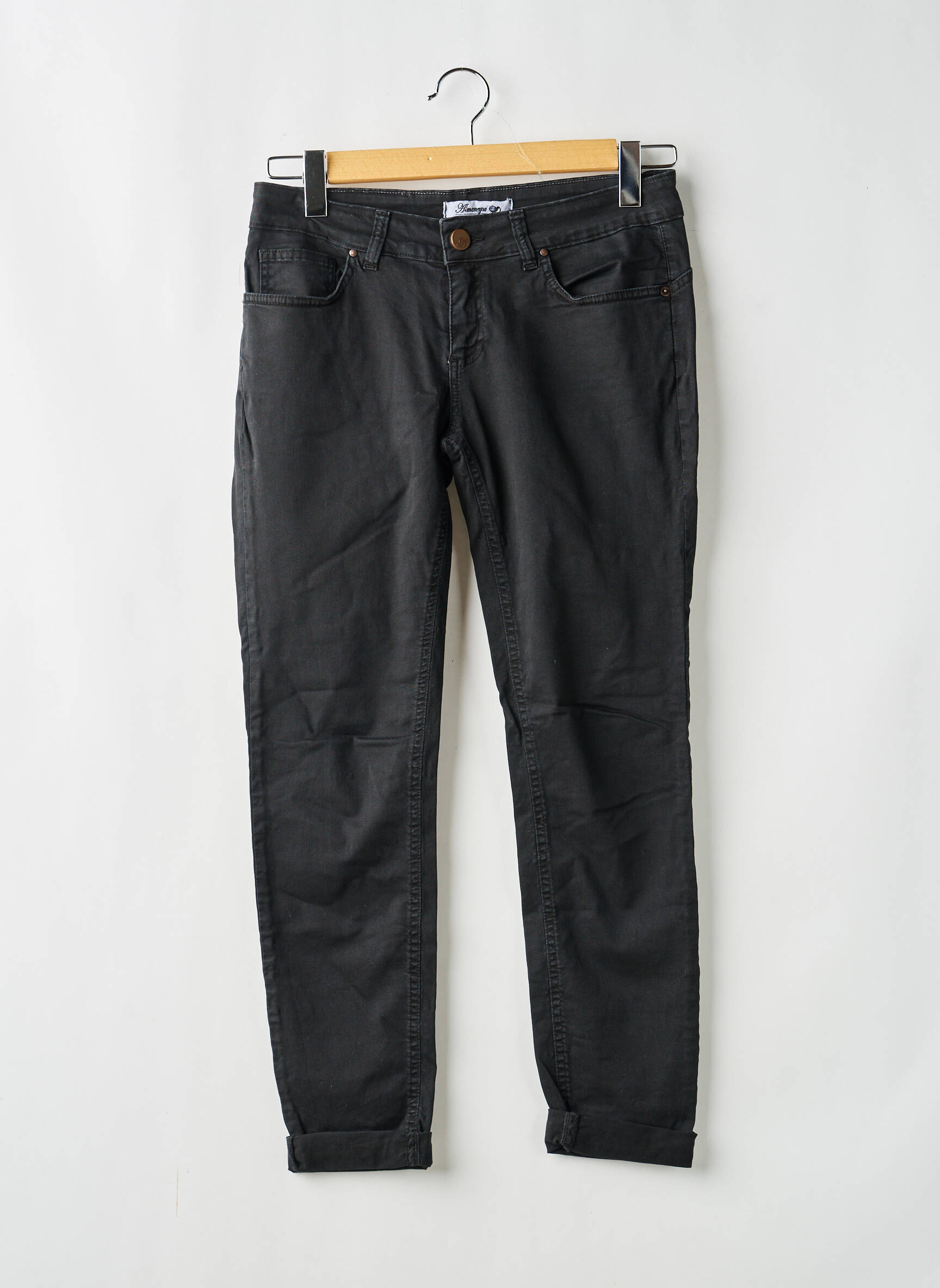 Jeans coupe slim taille basse taille basse noir ALMANEGRA femme