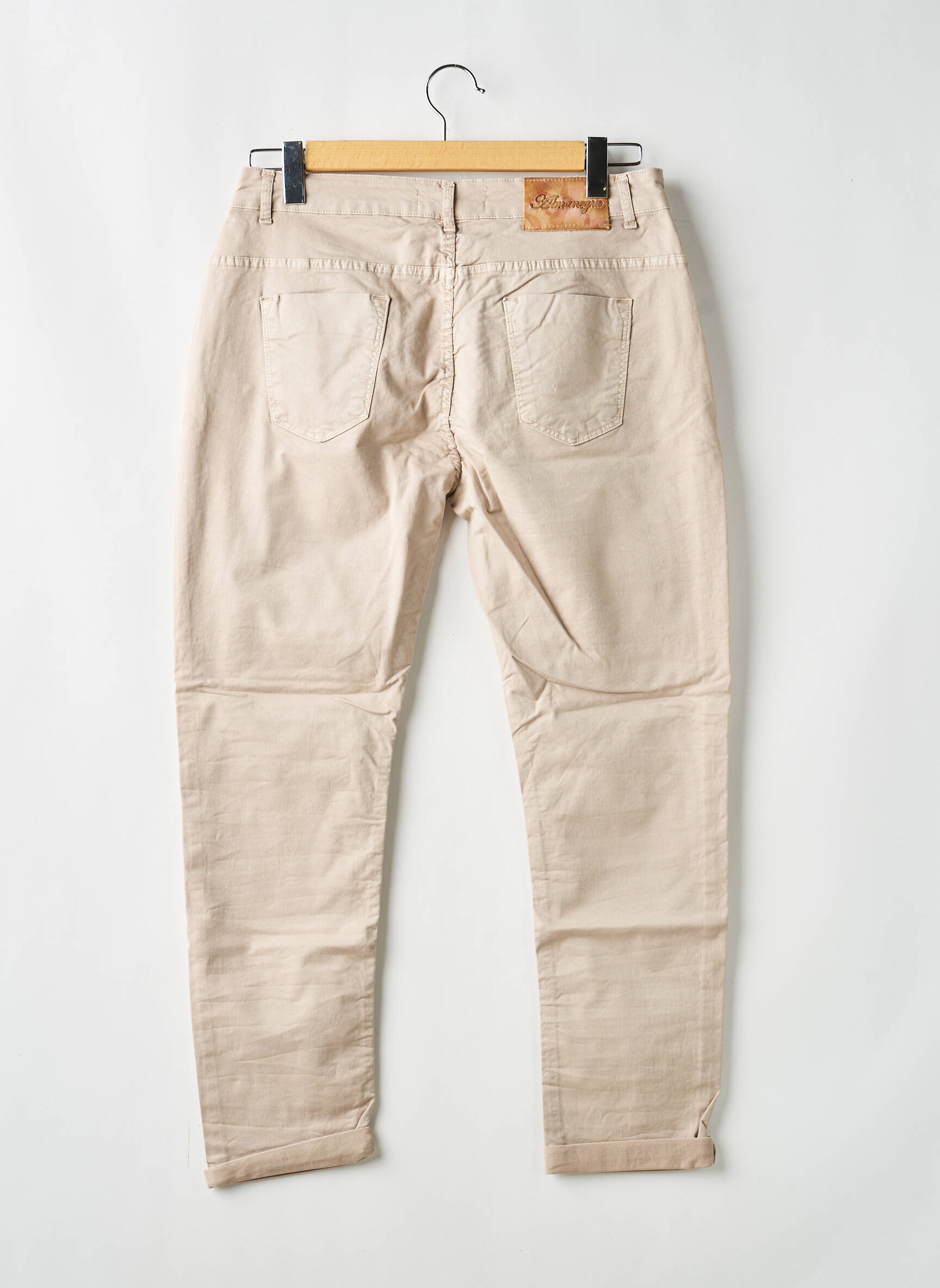 Jeans coupe slim stretch taille normale beige ALMANEGRA femme