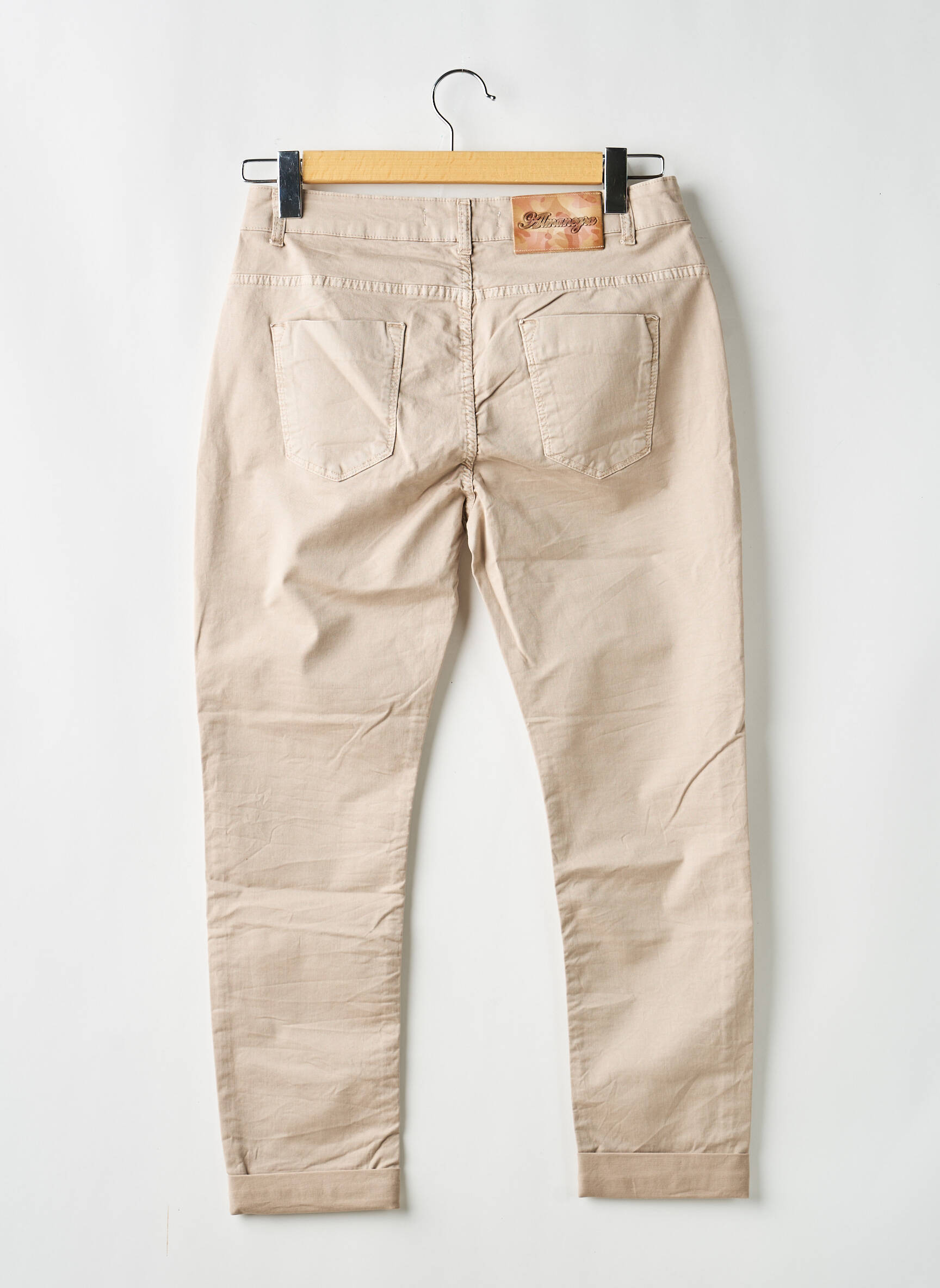 Jeans coupe slim stretch taille normale beige ALMANEGRA femme