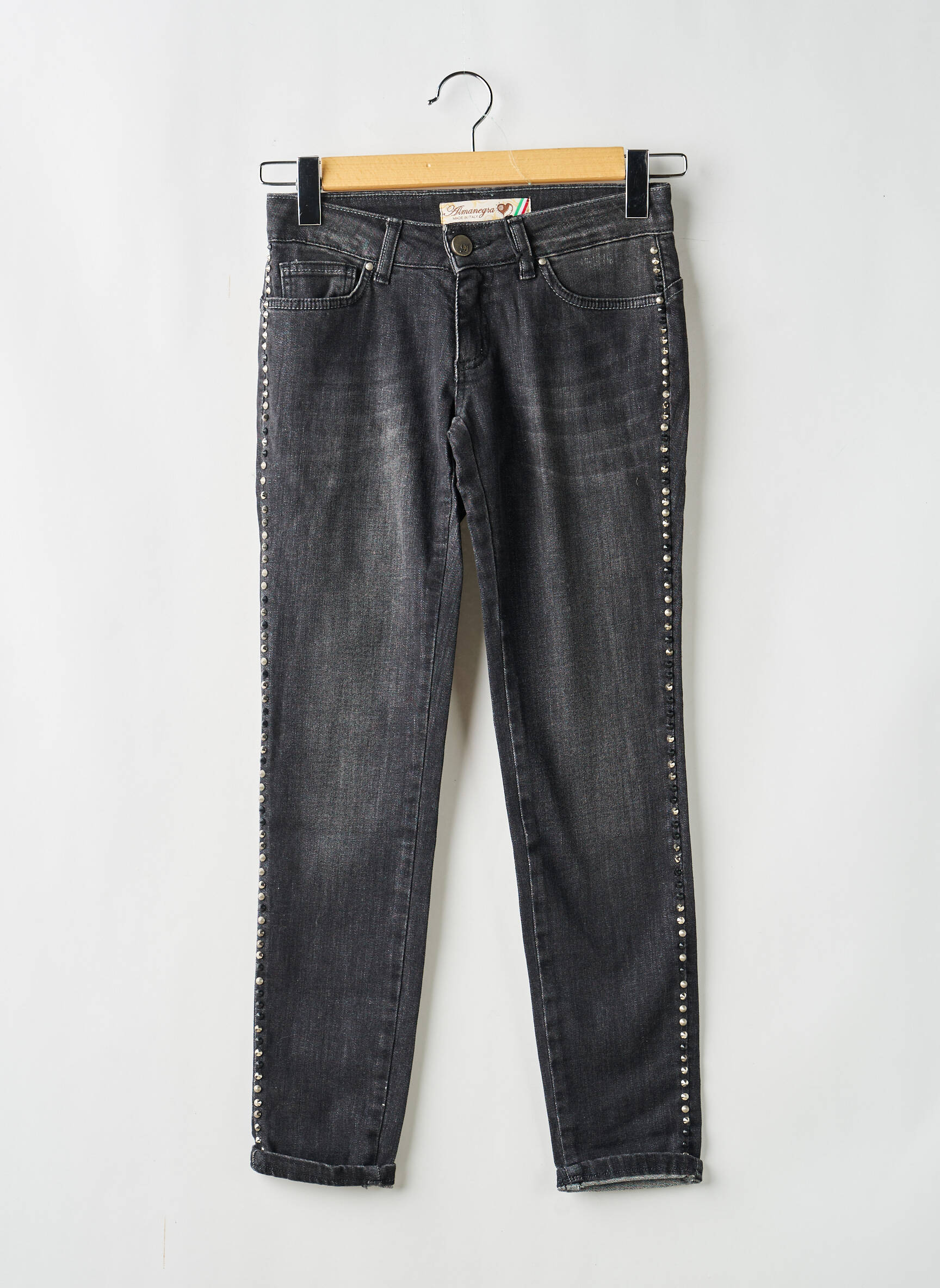 Jeans coupe slim taille basse taille basse noir ALMANEGRA femme