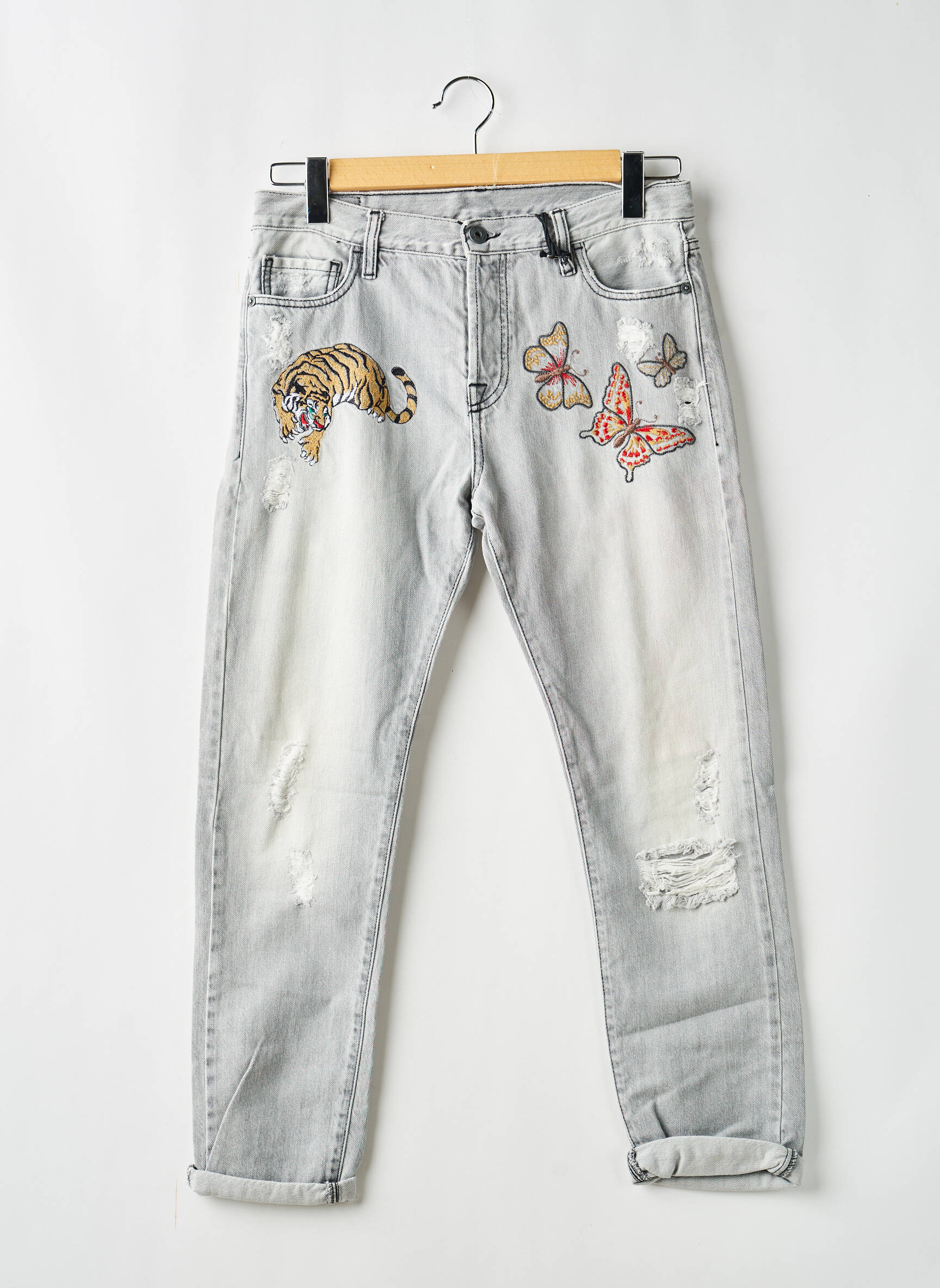 Jeans coupe slim stretch taille normale gris MARYLEY femme