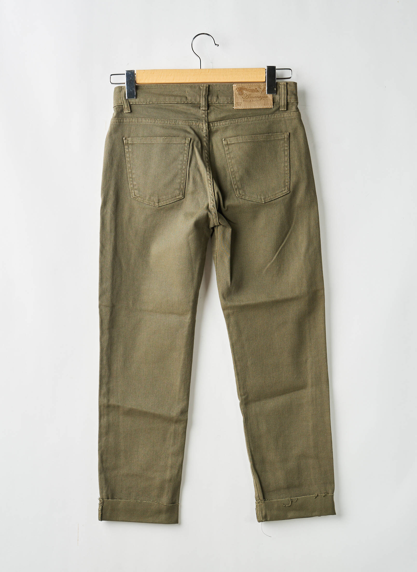 Jeans coupe droite stretch taille normale vert ALMANEGRA femme