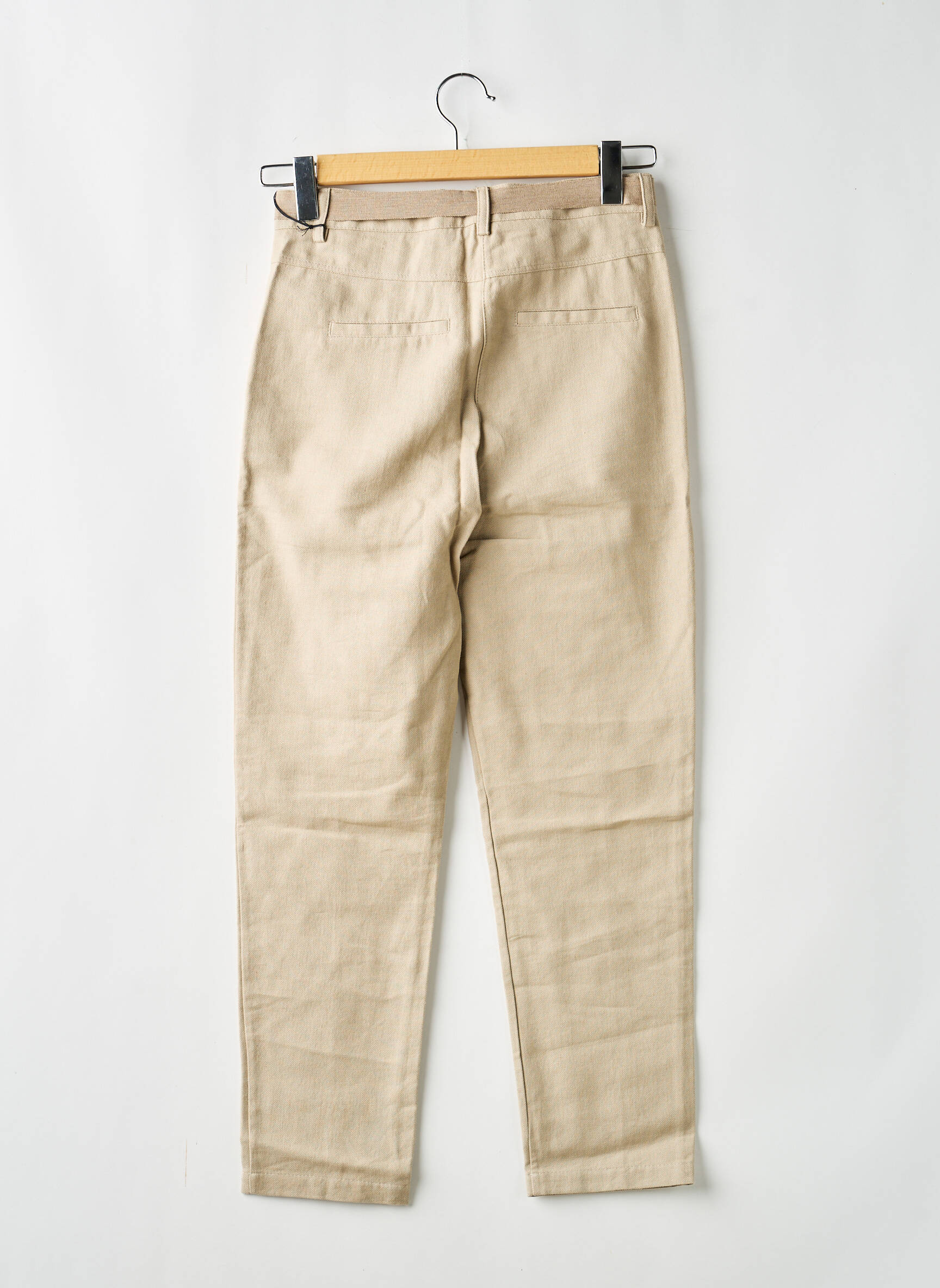 Pantalon chino fermeture zippée sous rabat boutonné taille normale beige ANGELA DAVIS femme