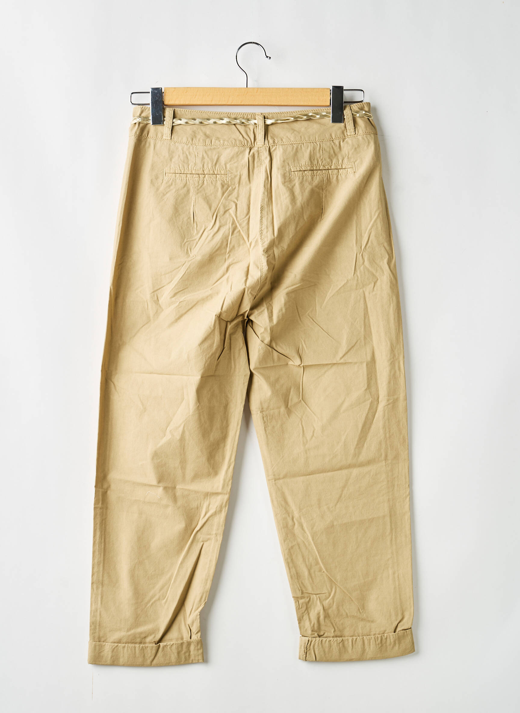 Pantalon chino fermeture zippée sous rabat boutonné taille normale marron SOUVENIR femme