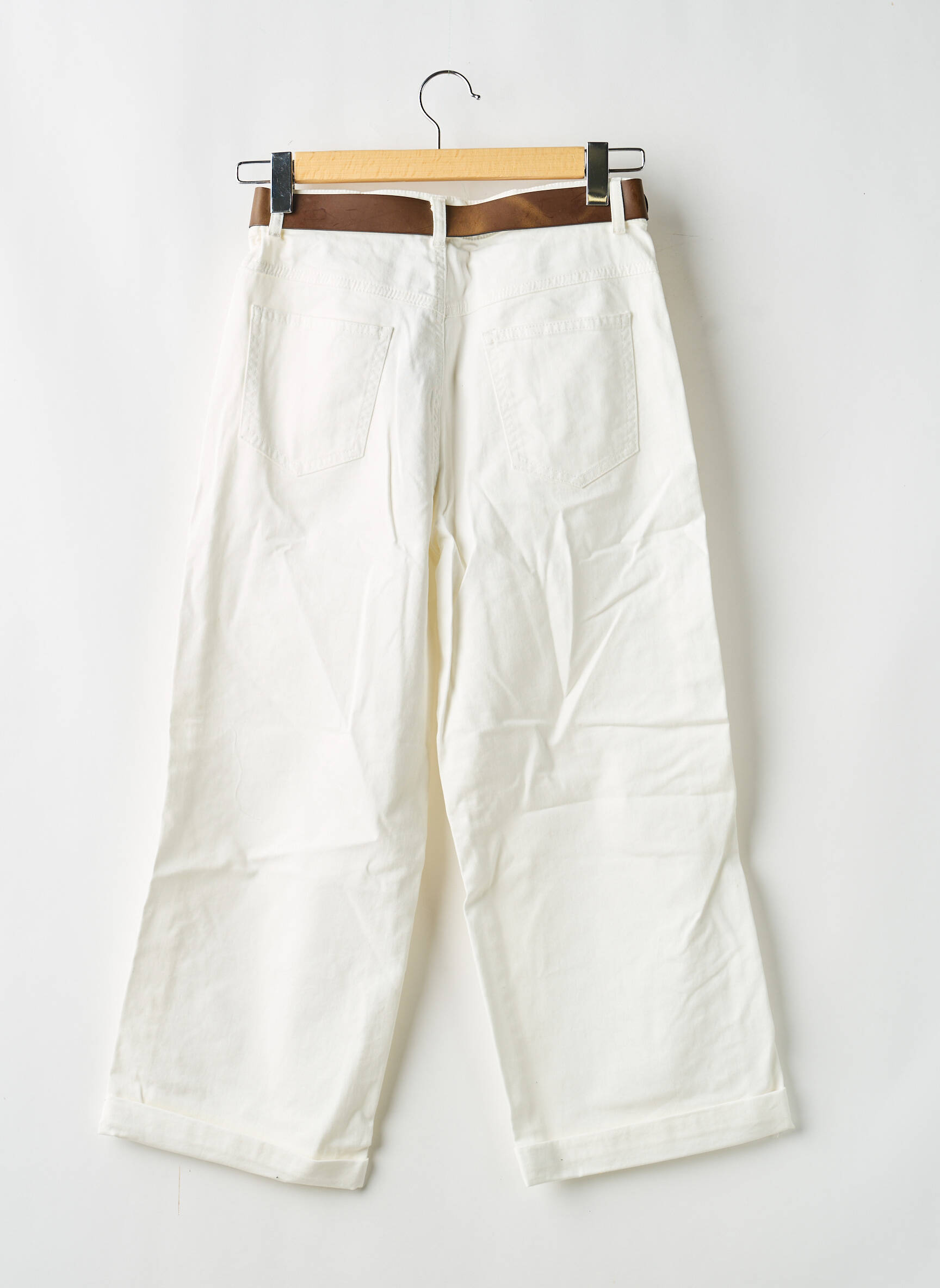 Jeans coupe large poches taille haute blanc SOUVENIR femme
