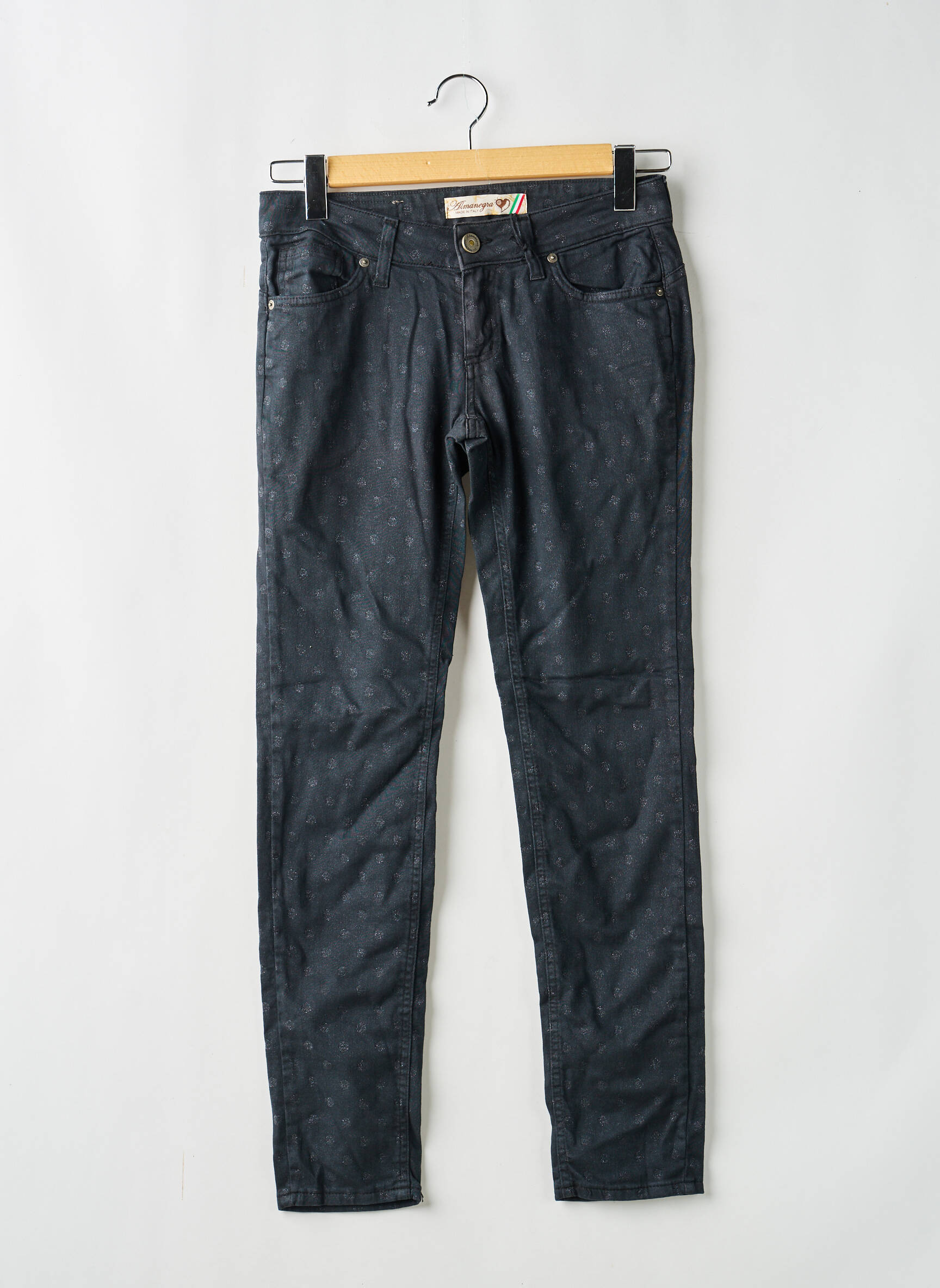 Jeans coupe slim stretch taille normale noir ALMANEGRA femme
