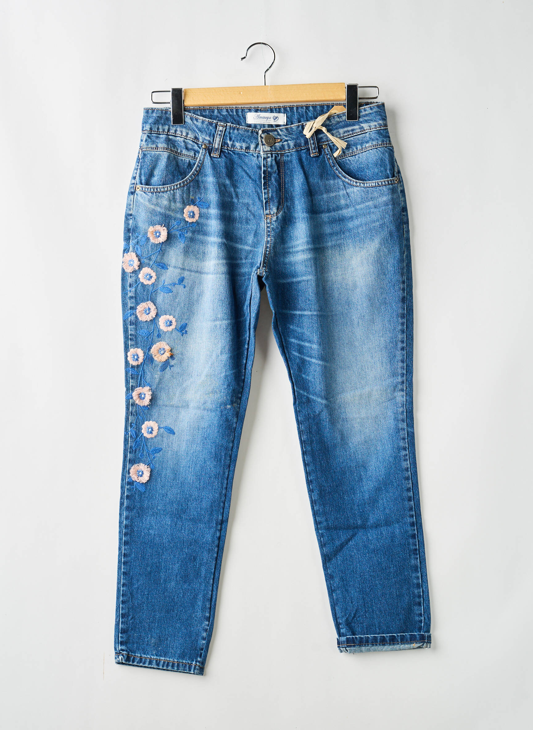 Jeans coupe slim tissage brut taille normale bleu ALMANEGRA femme