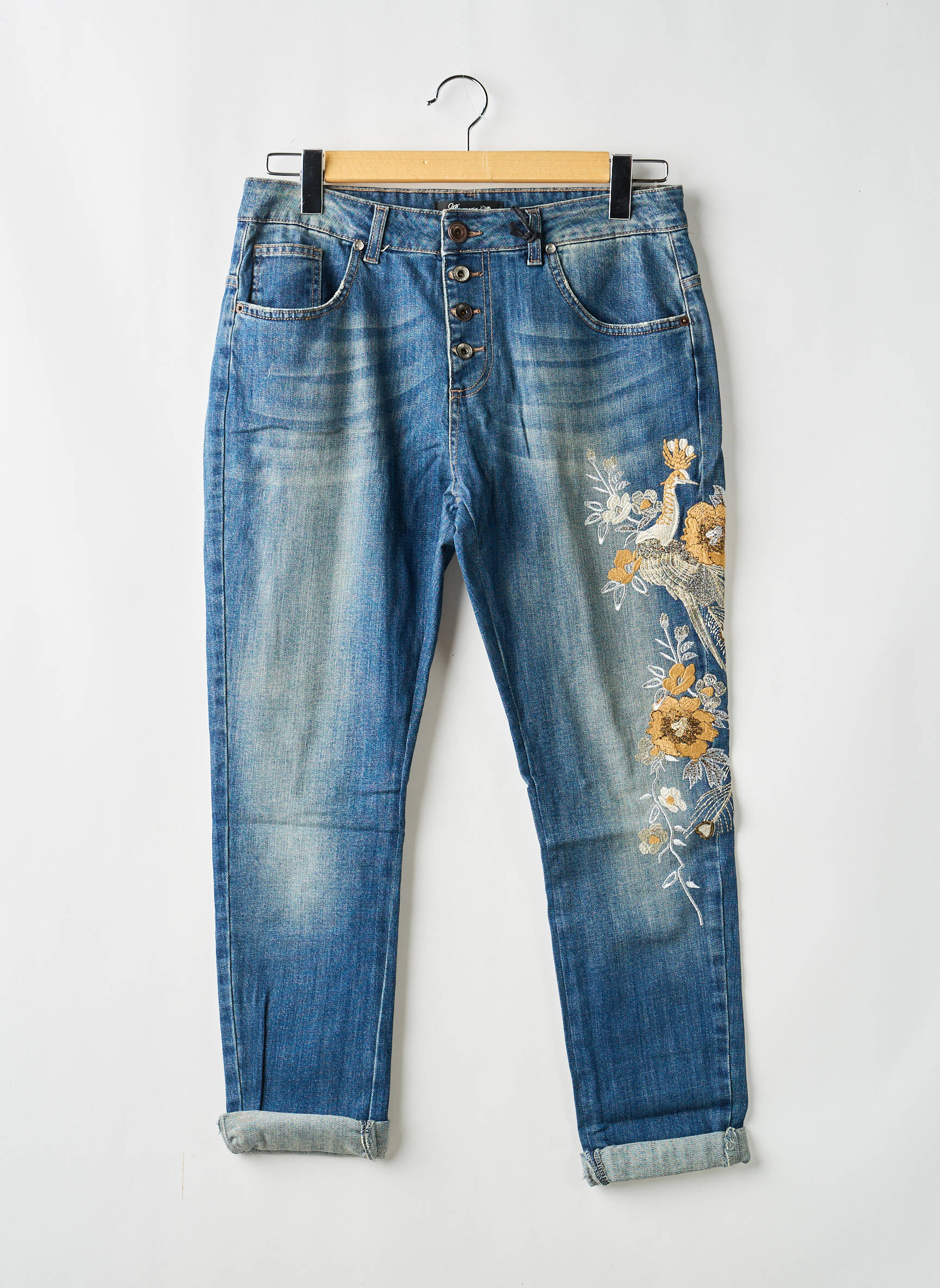 Jeans coupe slim tissage brut taille normale bleu ALMANEGRA femme