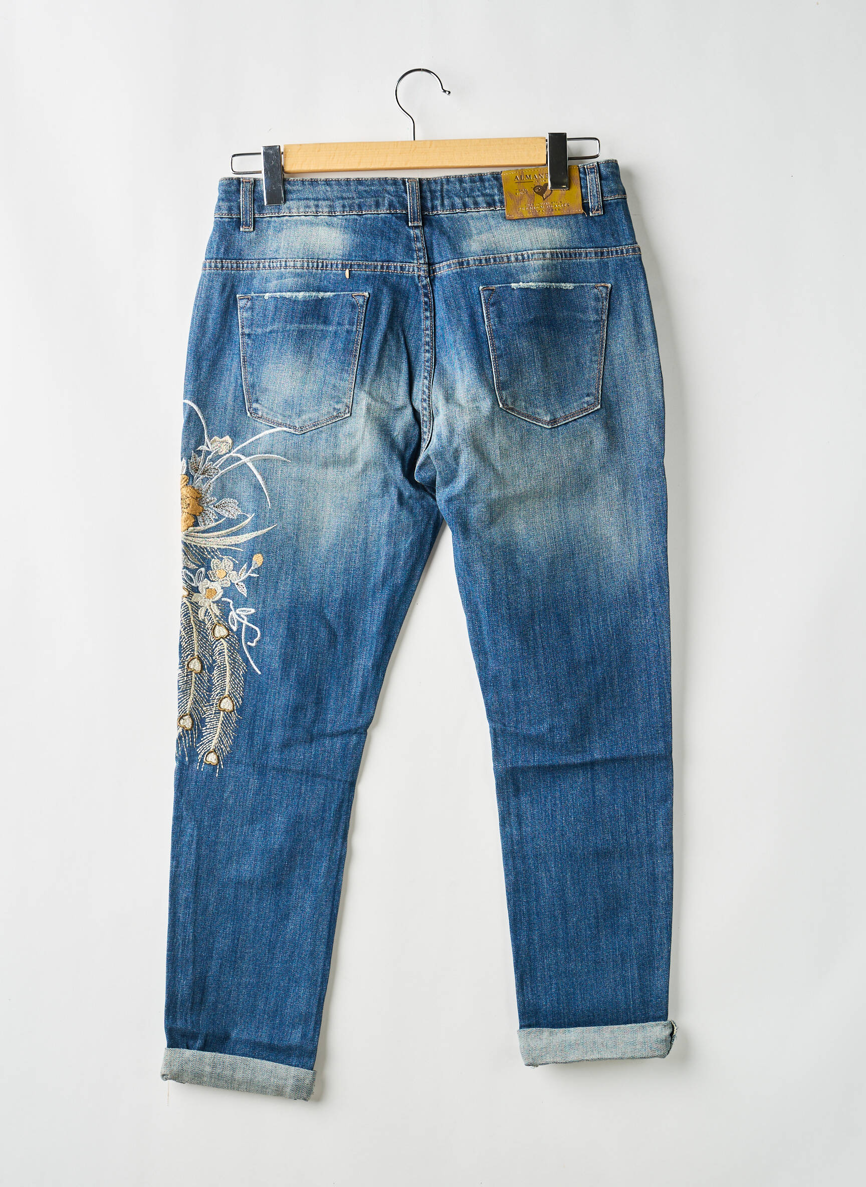 Jeans coupe slim tissage brut taille normale bleu ALMANEGRA femme