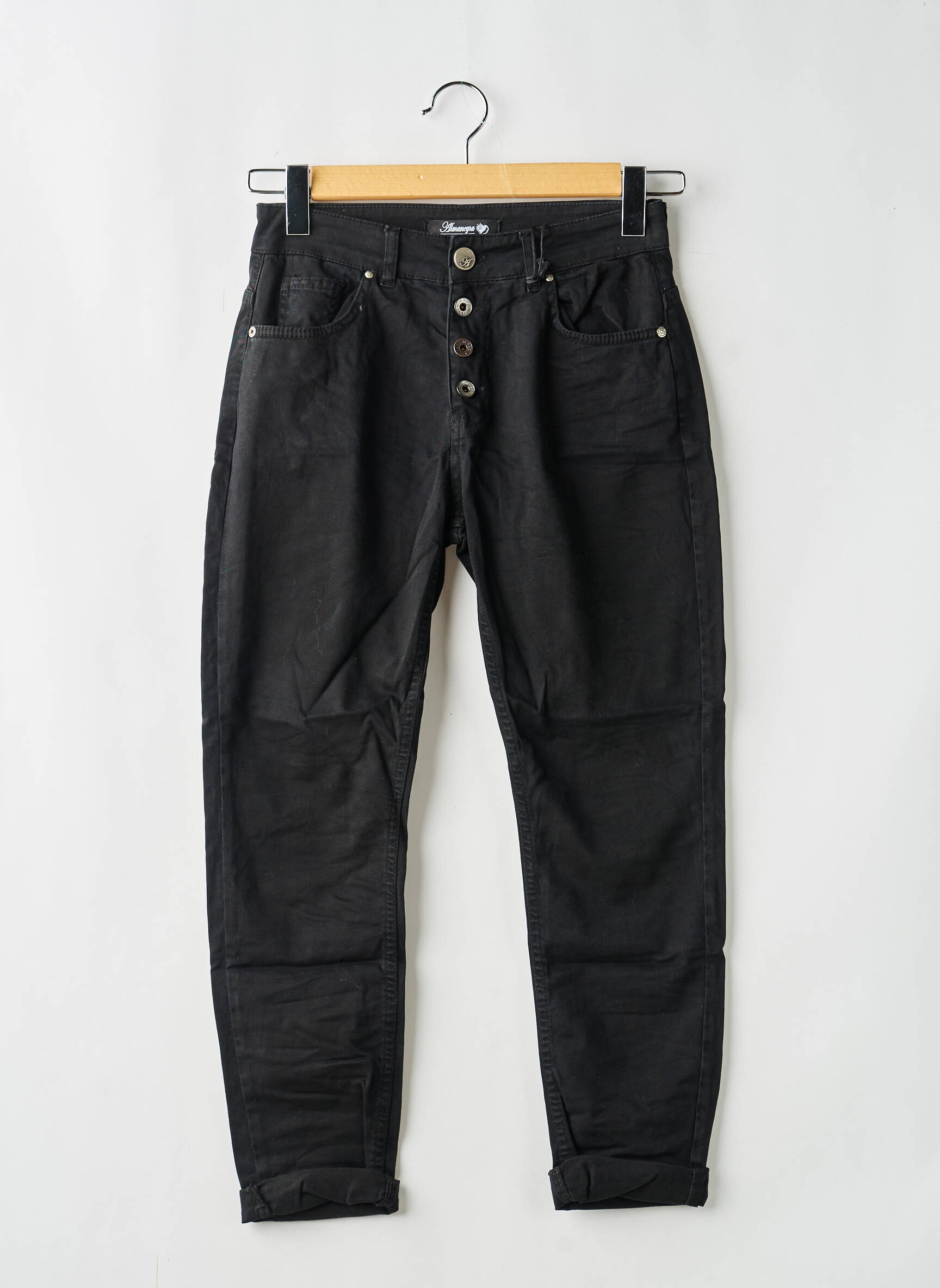 Jeans boyfriend taille normale taille normale noir ALMANEGRA femme