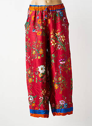 Pantalon large coupe fluide taille normale rouge CECILE WANG femme