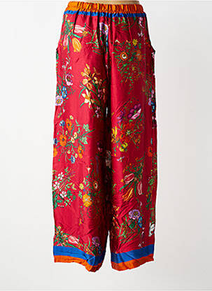 Pantalon large coupe fluide taille normale rouge CECILE WANG femme