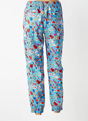 Pantalon droit tissage crêpe taille normale bleu KING KONG femme