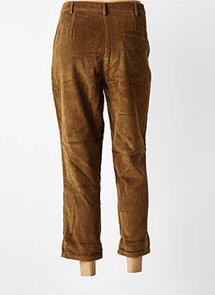 Pantalon chino fermeture zippée sous rabat avec crochet taille haute marron CHARLIE JOE femme