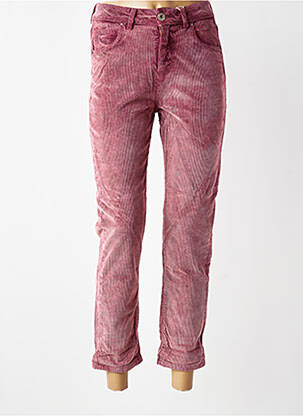 Pantalon slim taille haute taille haute rose ALMANEGRA femme
