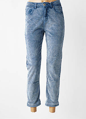 Pantalon slim taille haute taille haute bleu ALMANEGRA femme
