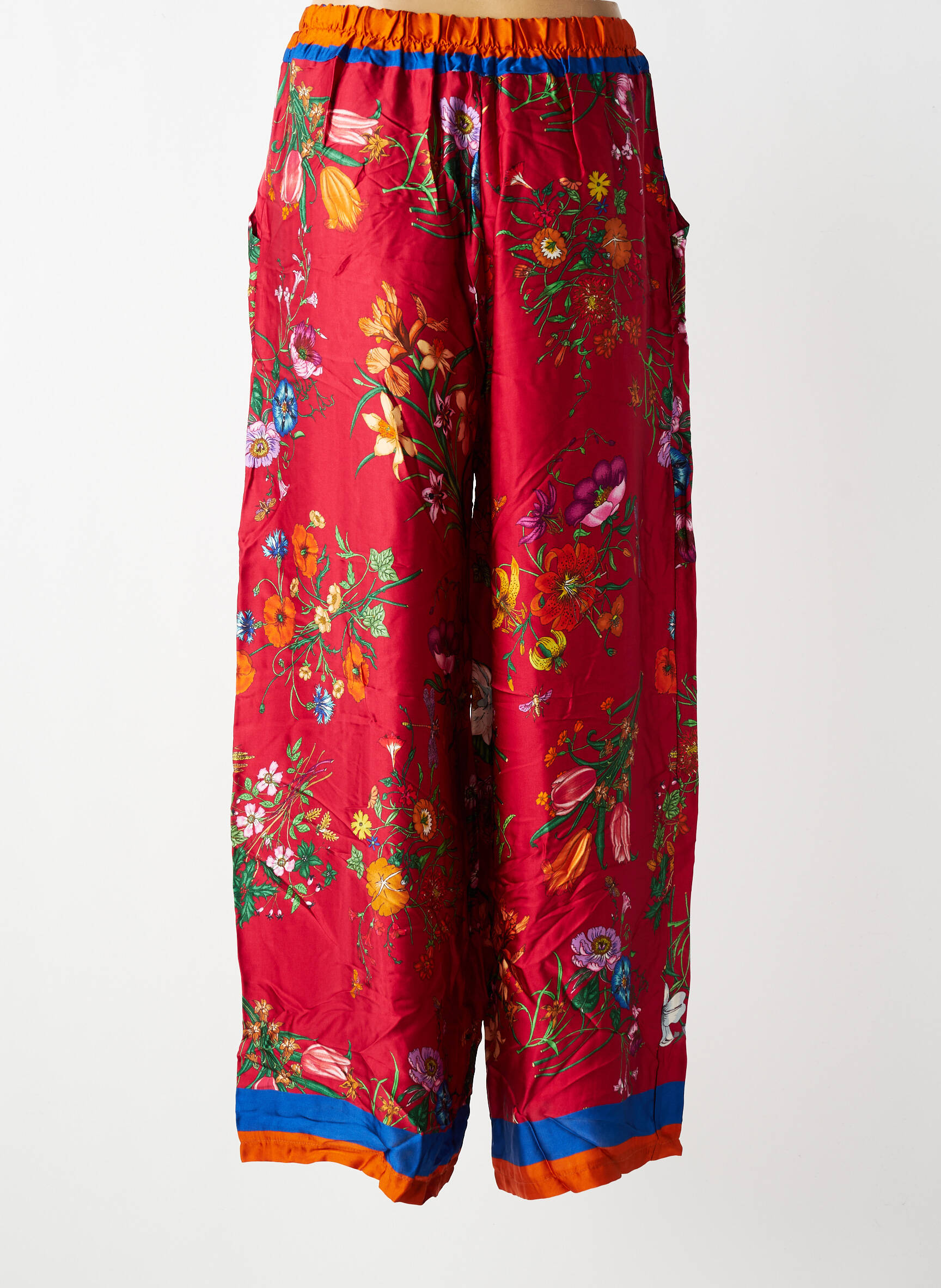 Pantalon large coupe fluide taille normale rouge CECILE WANG femme