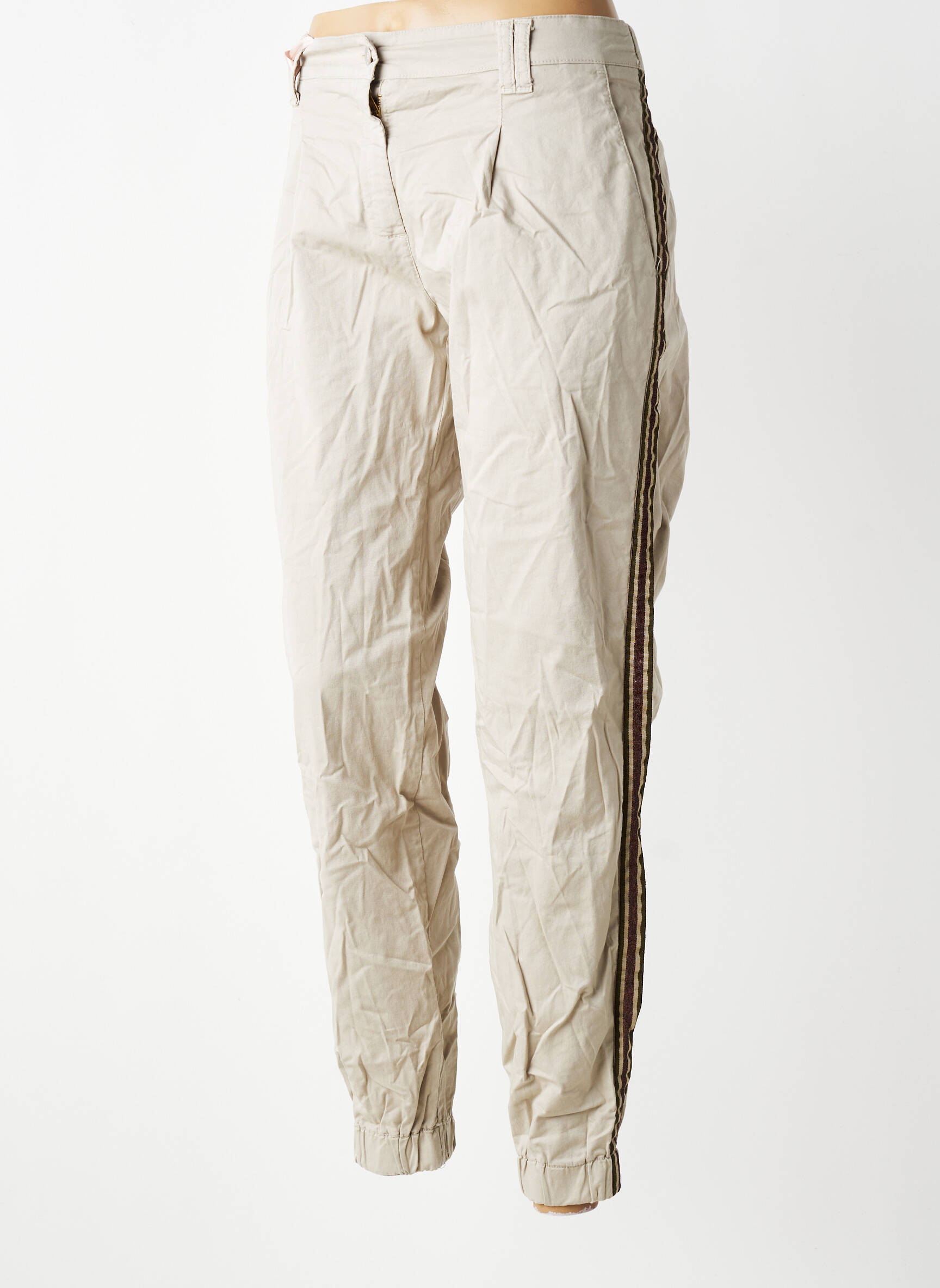 Pantalon chino broderie galons latéraux taille normale gris X-CAPE femme