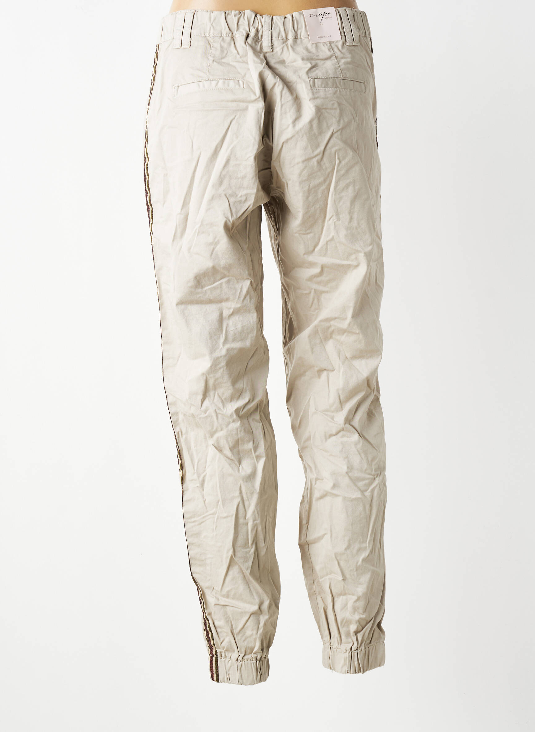 Pantalon chino broderie galons latéraux taille normale gris X-CAPE femme