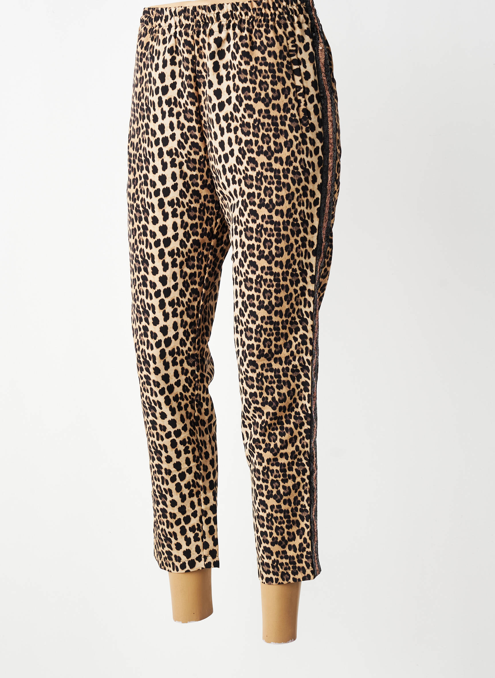 Pantalon 7/8 taille élastique taille normale beige ANGELA DAVIS femme